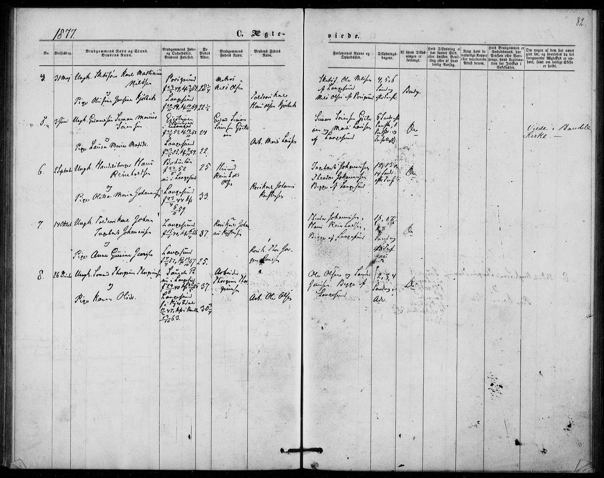 Langesund kirkebøker, SAKO/A-280/F/Fa/L0001: Parish register (official) no. 1, 1870-1877, p. 82