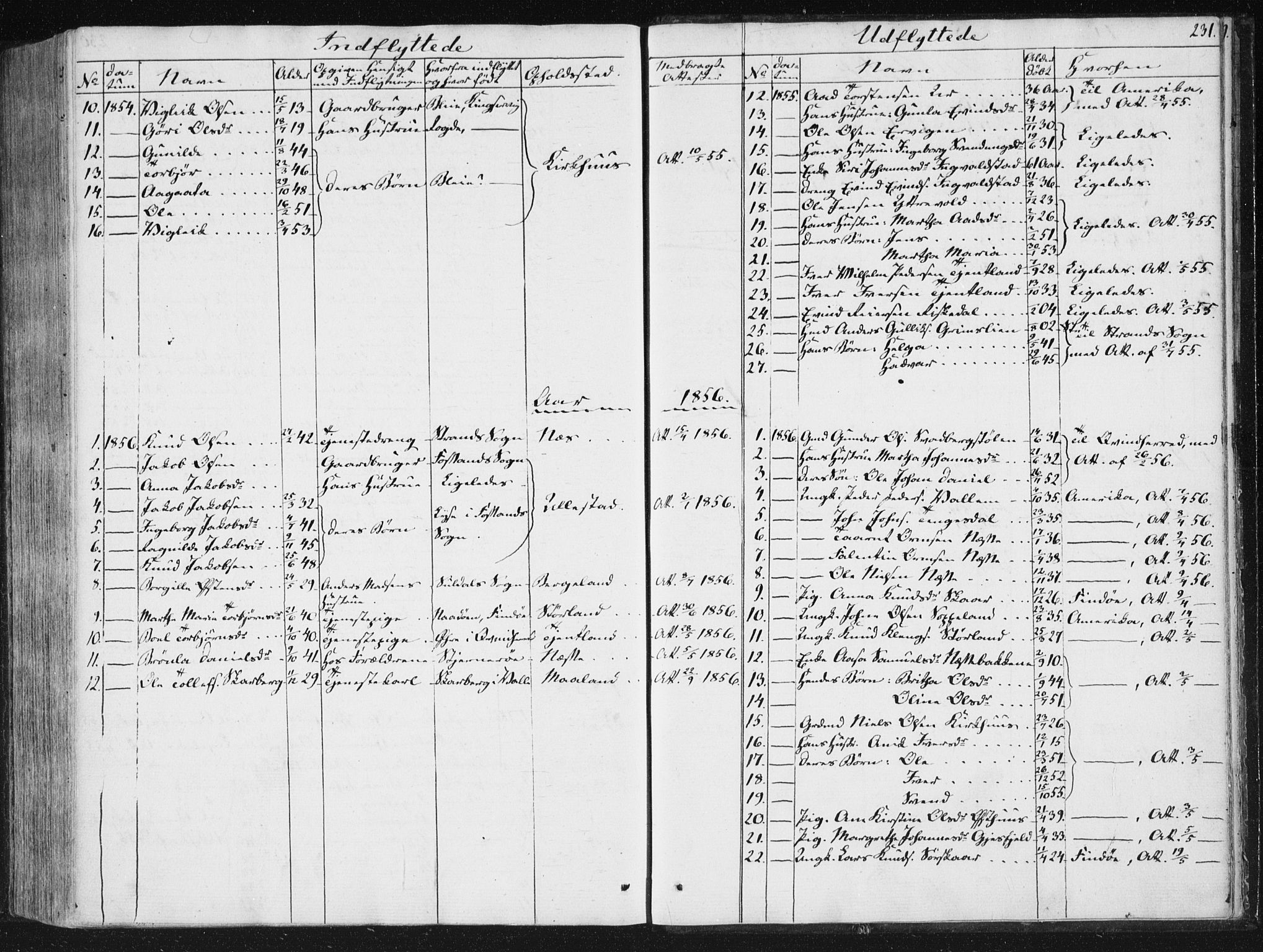 Hjelmeland sokneprestkontor, SAST/A-101843/01/IV/L0008: Parish register (official) no. A 8, 1842-1861, p. 231