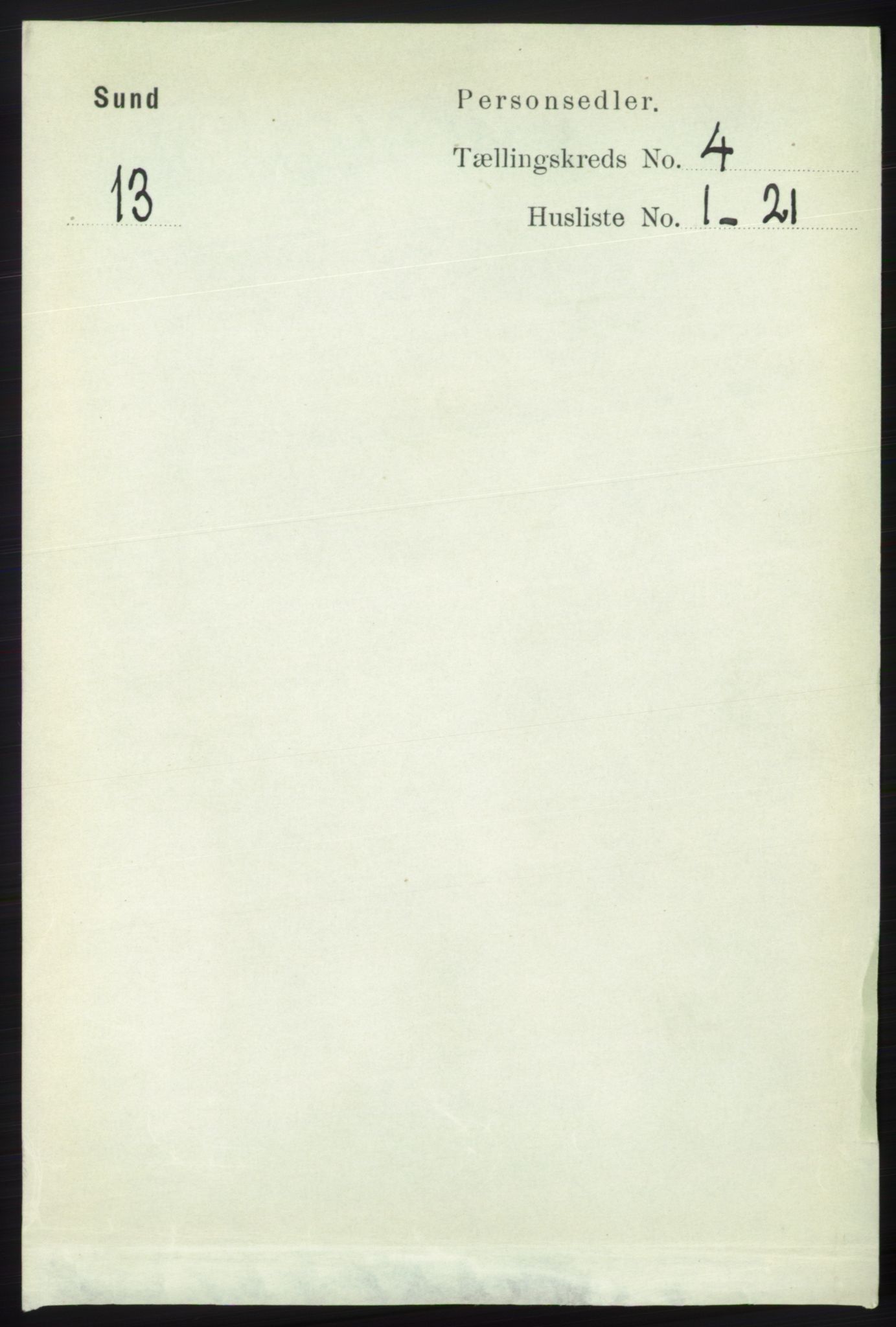 RA, 1891 census for 1245 Sund, 1891, p. 1850