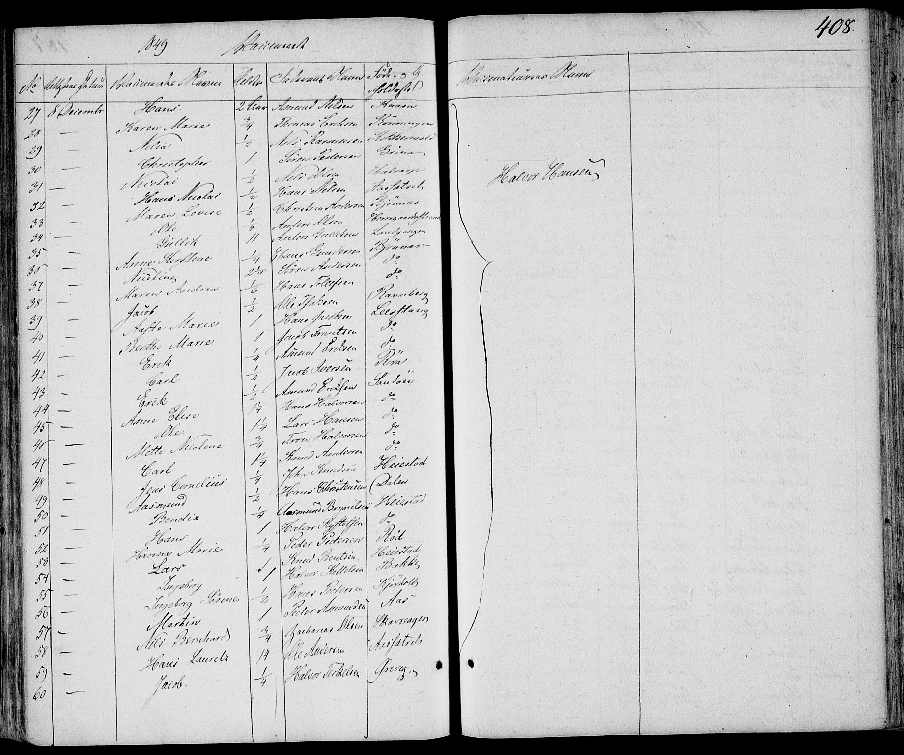Eidanger kirkebøker, SAKO/A-261/F/Fa/L0008: Parish register (official) no. 8, 1831-1858, p. 408