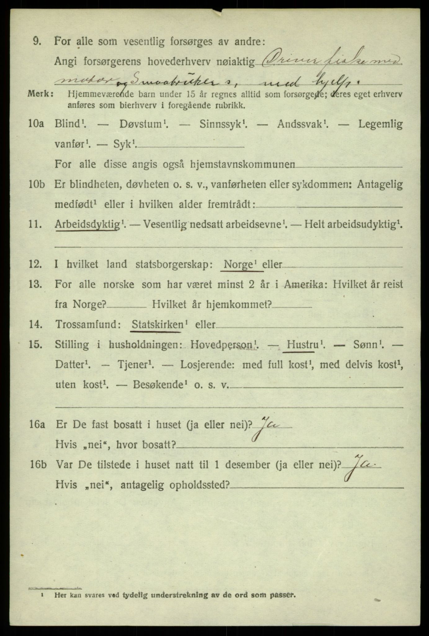 SAB, 1920 census for Sund, 1920, p. 4416