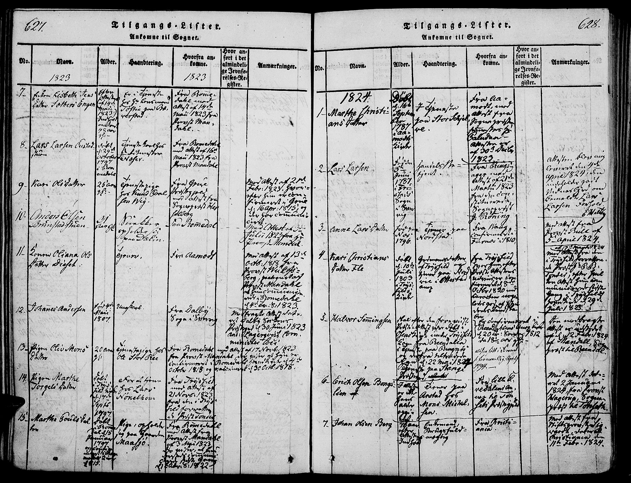 Stange prestekontor, AV/SAH-PREST-002/K/L0008: Parish register (official) no. 8, 1814-1825, p. 627-628