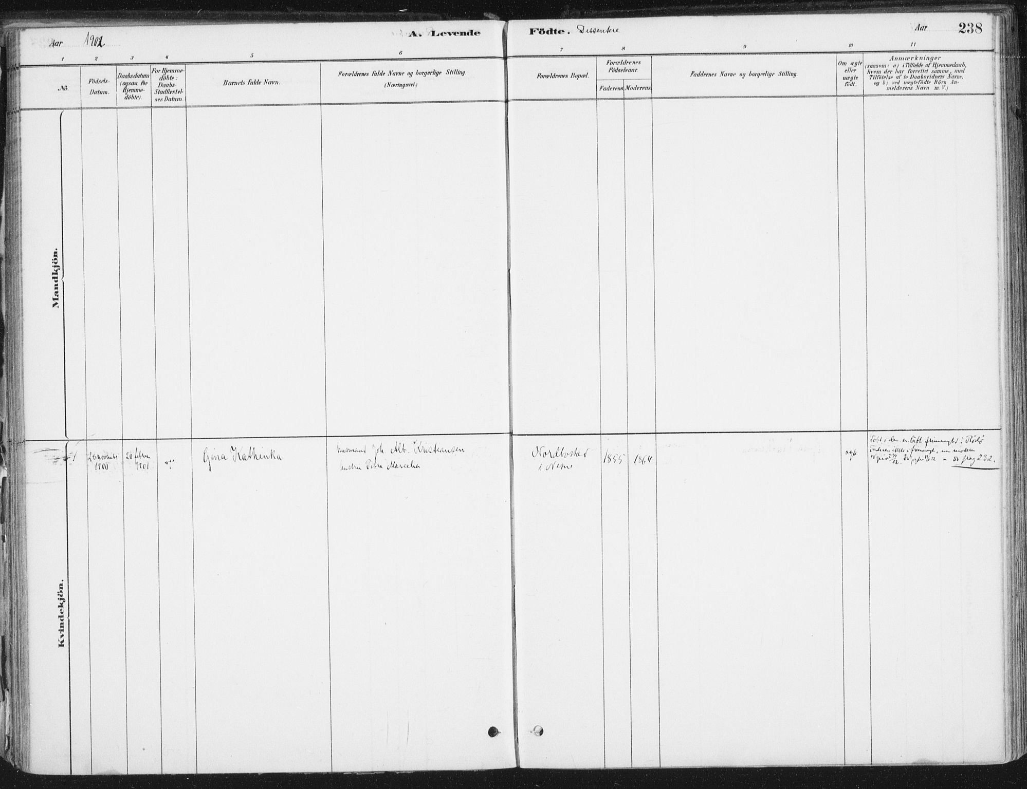 Ministerialprotokoller, klokkerbøker og fødselsregistre - Nordland, AV/SAT-A-1459/838/L0552: Parish register (official) no. 838A10, 1880-1910, p. 238