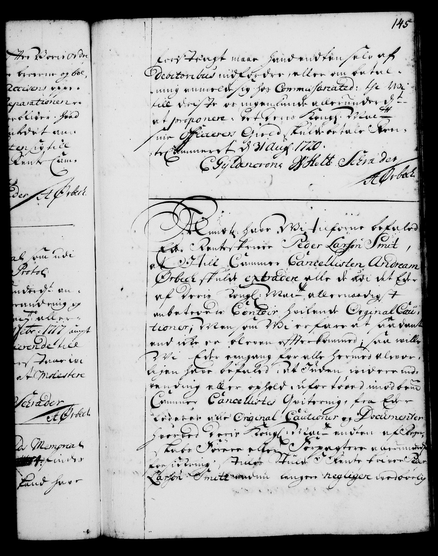Rentekammeret, Kammerkanselliet, RA/EA-3111/G/Gg/Gga/L0001: Norsk ekspedisjonsprotokoll med register (merket RK 53.1), 1720-1723, p. 145
