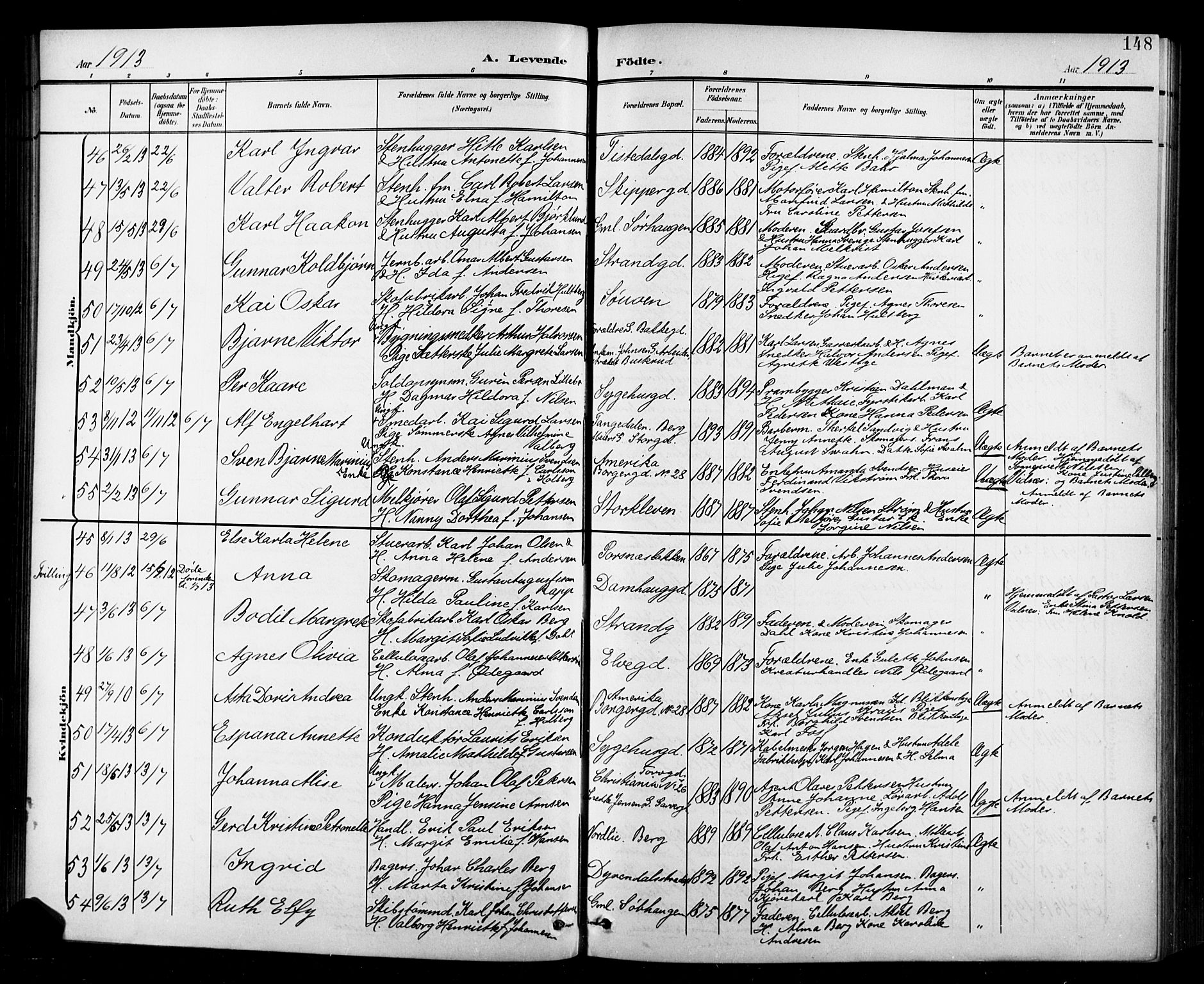 Halden prestekontor Kirkebøker, SAO/A-10909/G/Ga/L0010: Parish register (copy) no. 10, 1900-1923, p. 148