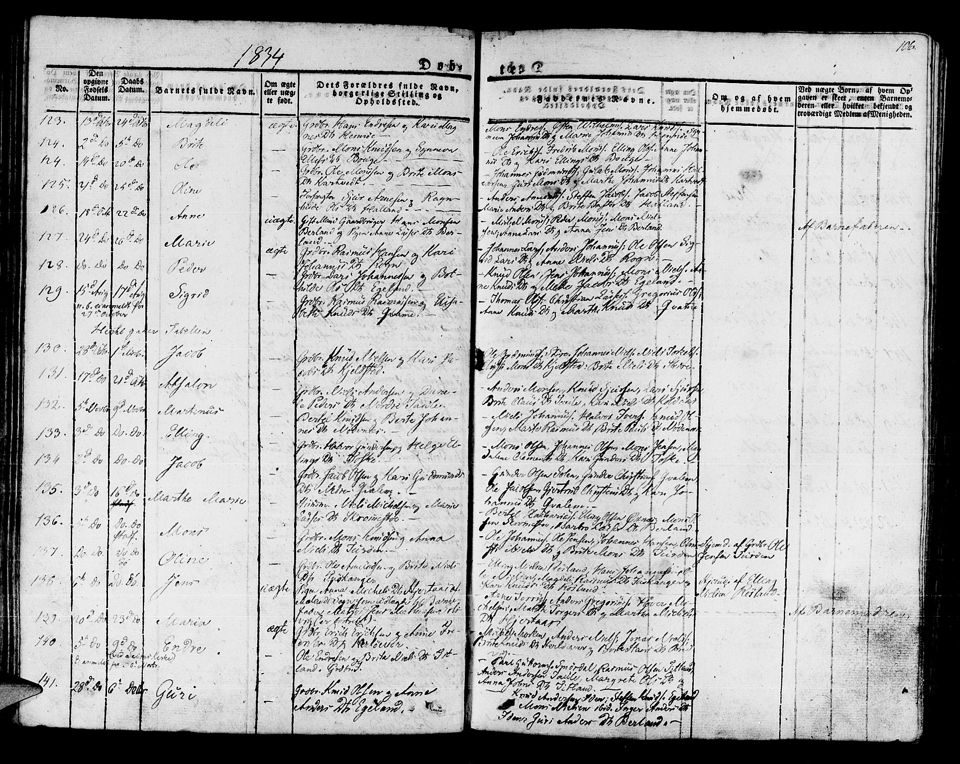 Manger sokneprestembete, SAB/A-76801/H/Haa: Parish register (official) no. A 4, 1824-1838, p. 106