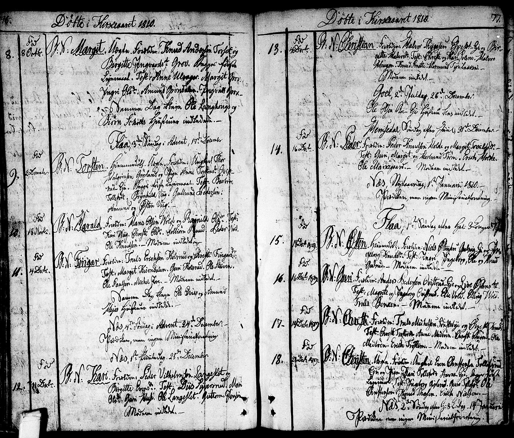 Nes kirkebøker, SAKO/A-236/F/Fa/L0006: Parish register (official) no. 6, 1808-1814, p. 76-77