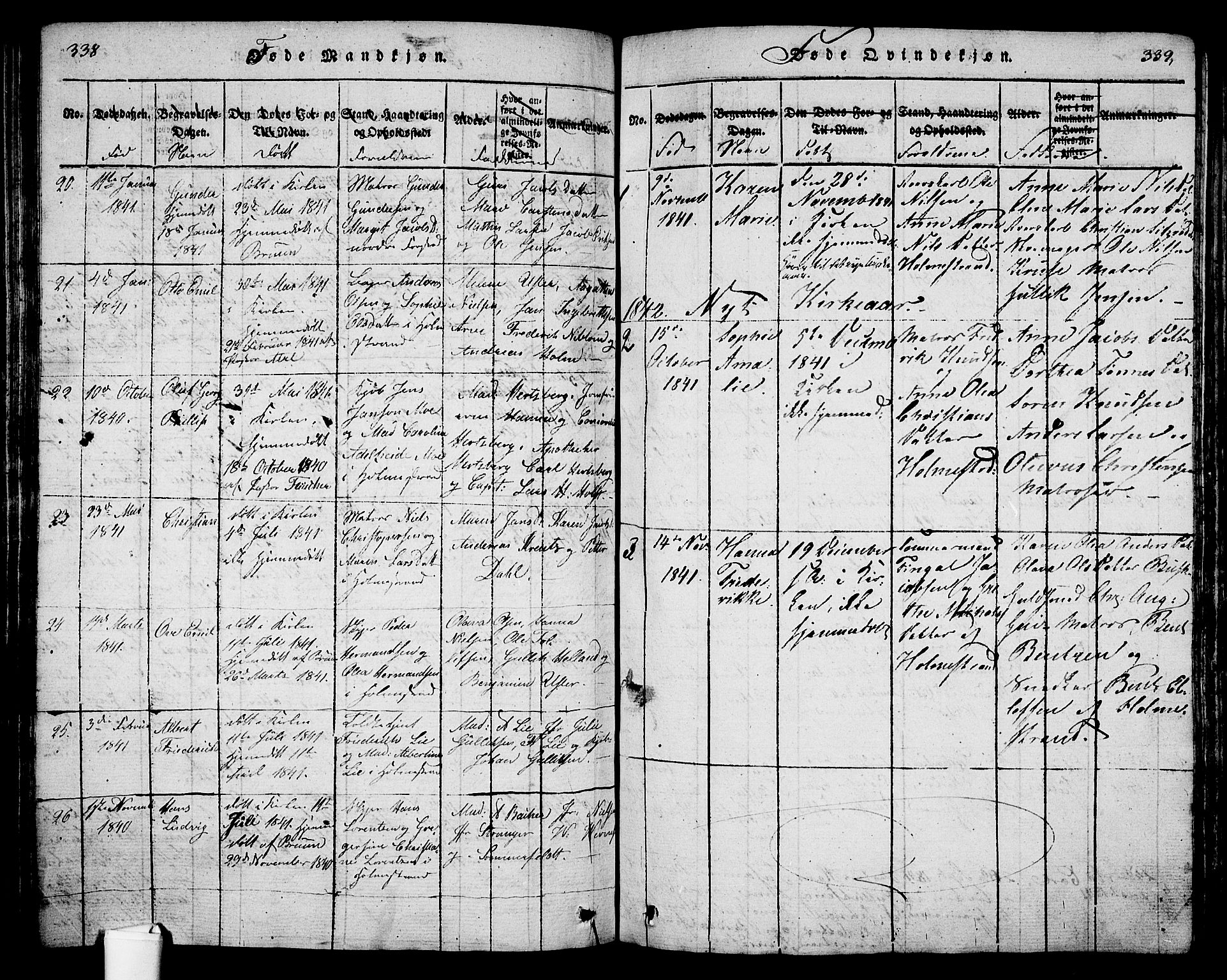 Holmestrand kirkebøker, SAKO/A-346/G/Ga/L0001: Parish register (copy) no. 1, 1814-1848, p. 338-339