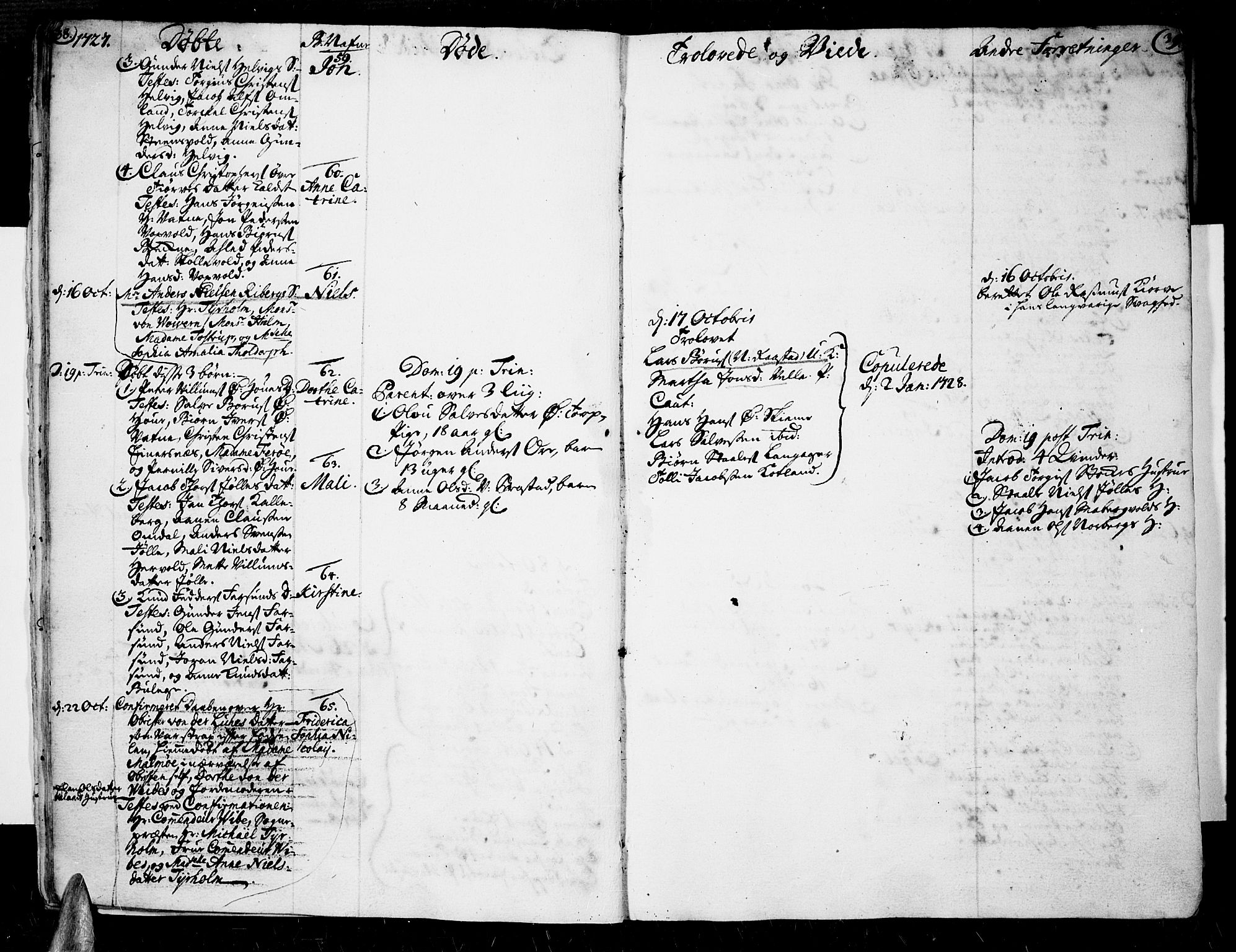 Lista sokneprestkontor, AV/SAK-1111-0027/F/Fa/L0002: Parish register (official) no. A 2 /1, 1726-1742, p. 38-39