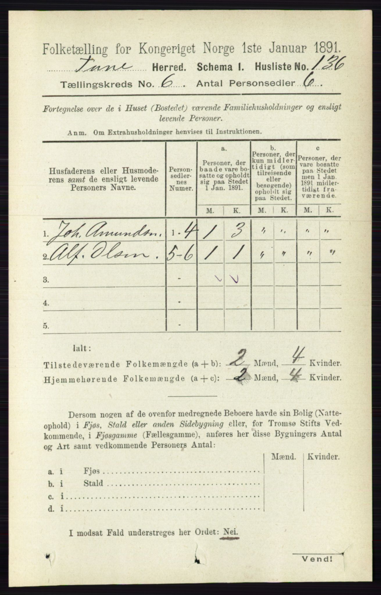 RA, 1891 census for 0130 Tune, 1891, p. 4087