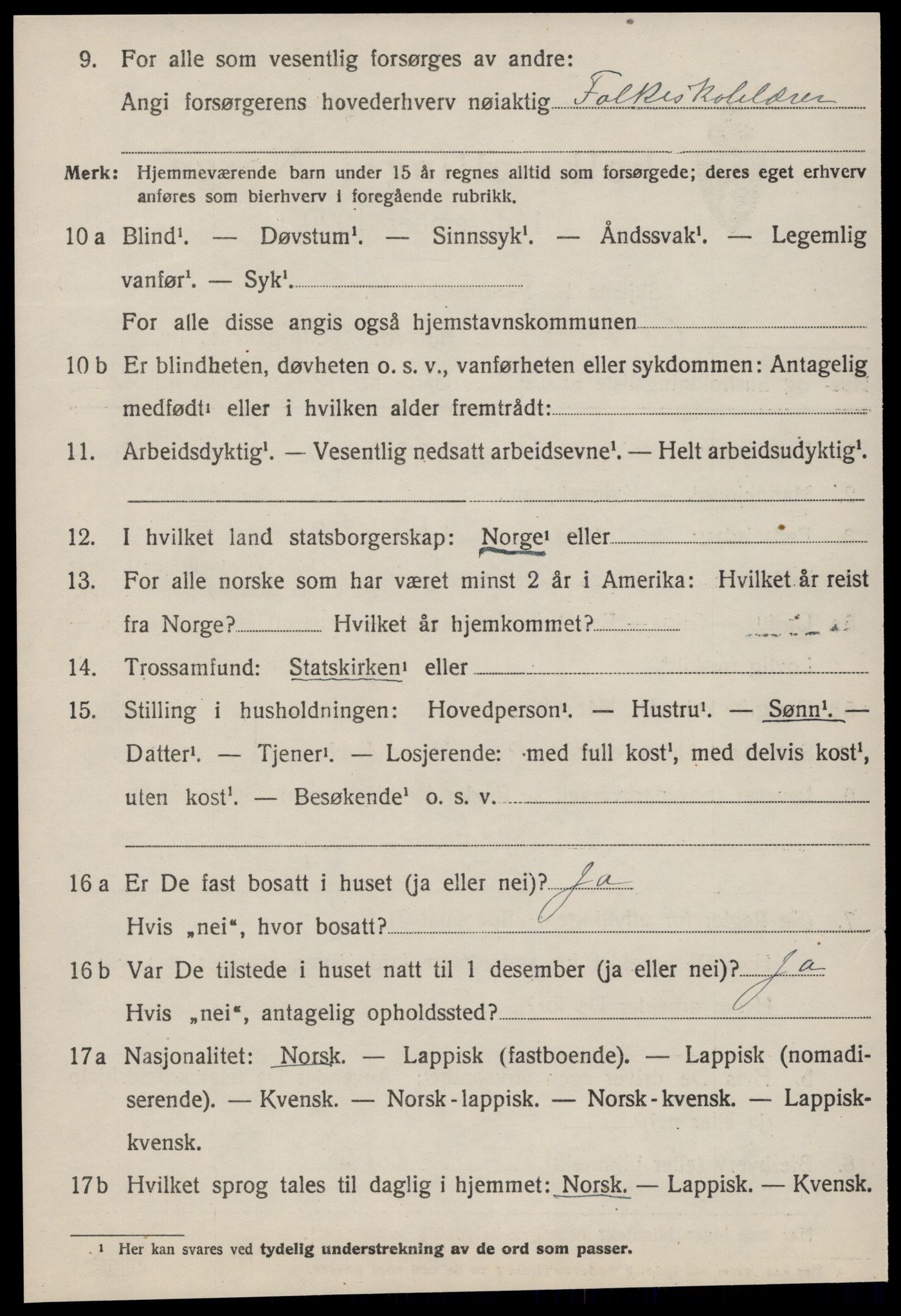 SAT, 1920 census for Ørland, 1920, p. 4930