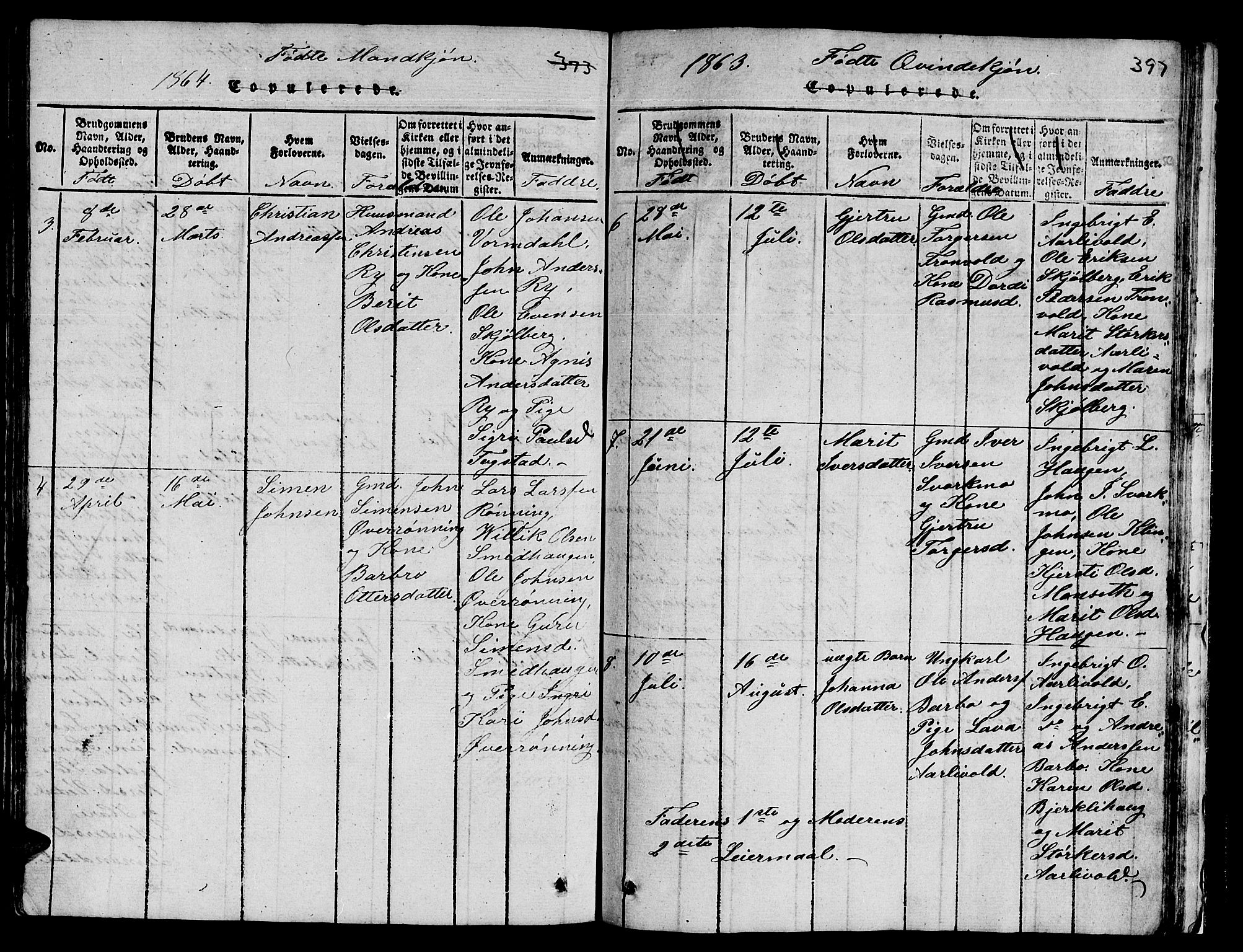 Ministerialprotokoller, klokkerbøker og fødselsregistre - Sør-Trøndelag, AV/SAT-A-1456/671/L0842: Parish register (copy) no. 671C01, 1816-1867, p. 396-397