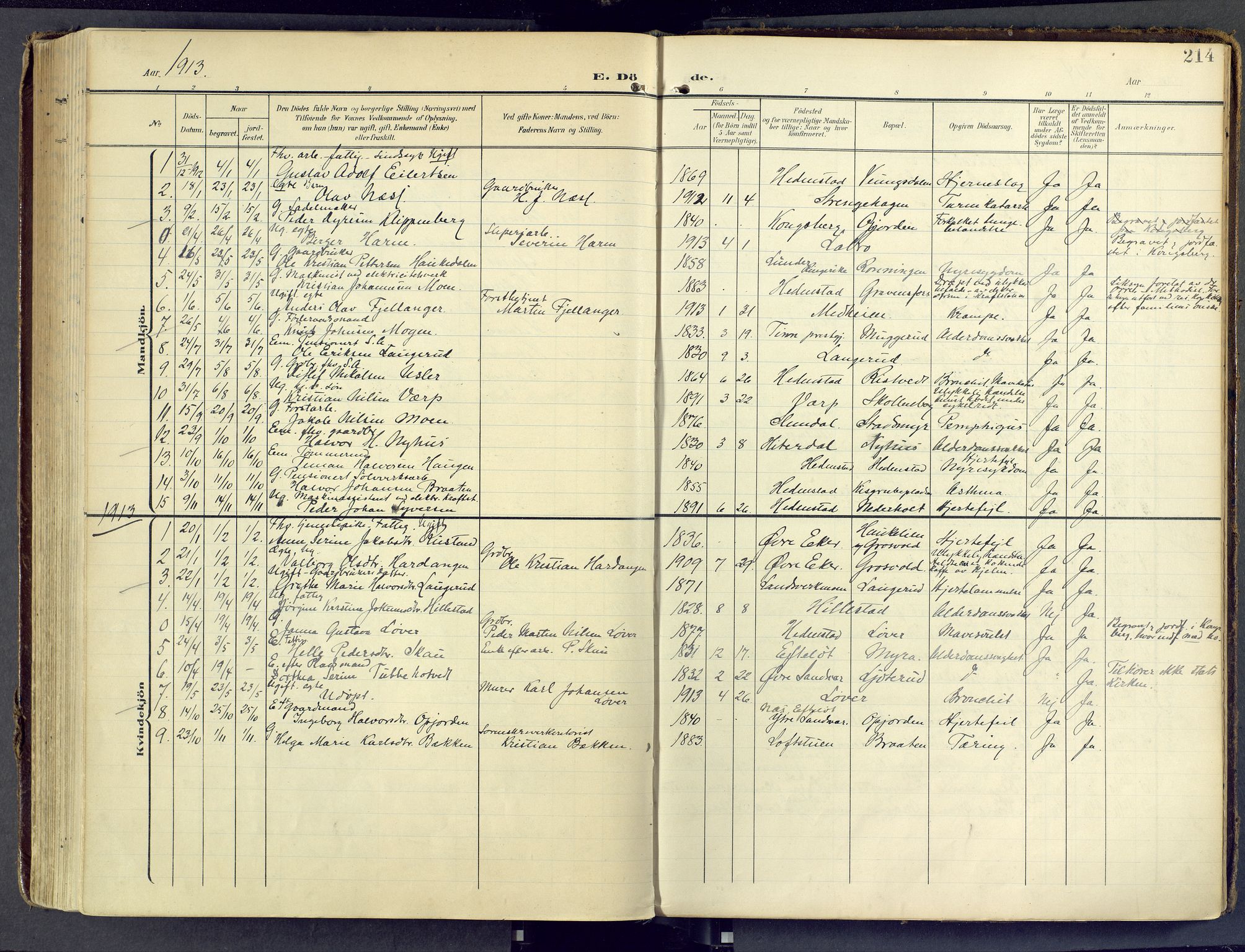 Sandsvær kirkebøker, AV/SAKO-A-244/F/Fd/L0002: Parish register (official) no. IV 2, 1906-1943, p. 214