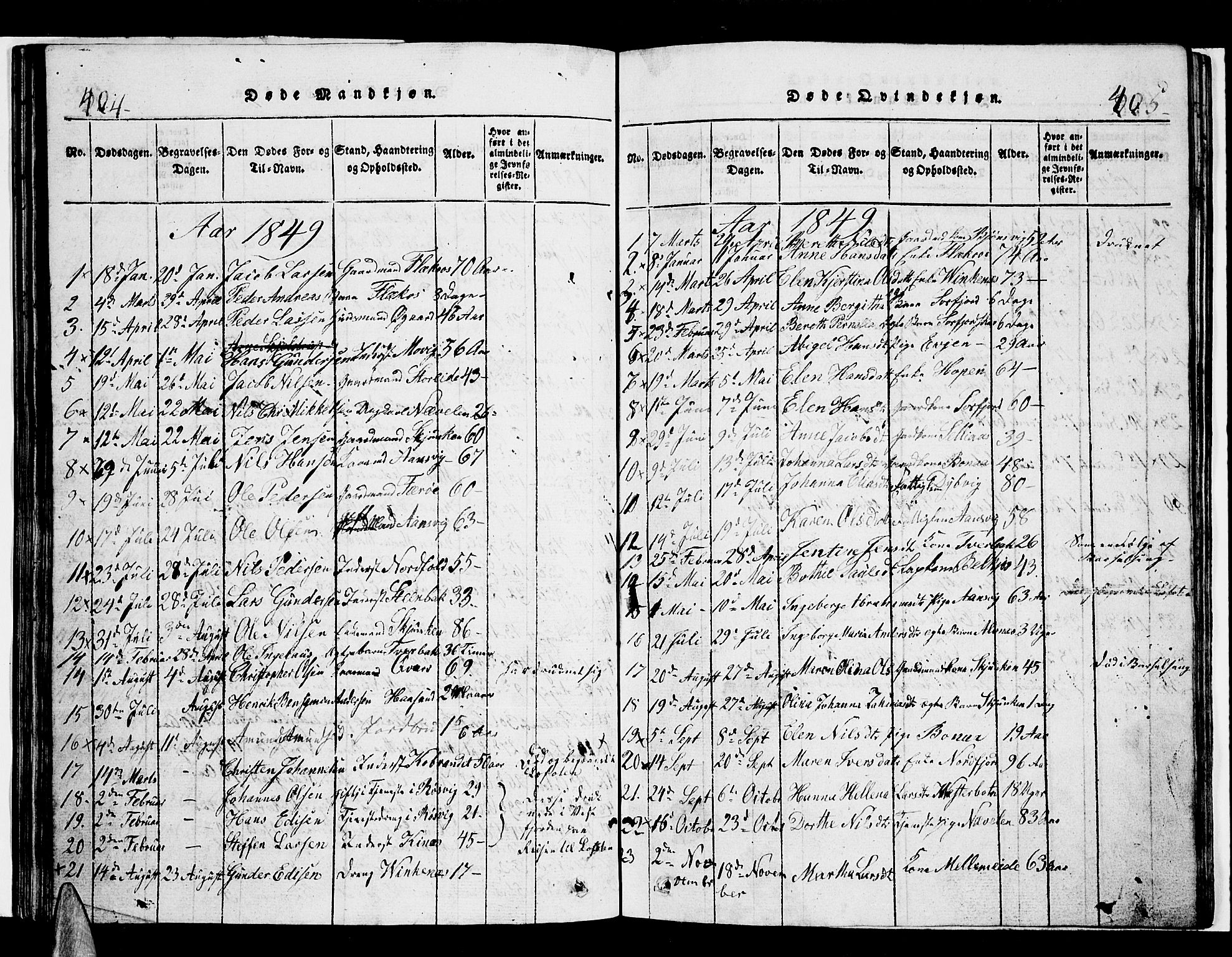 Ministerialprotokoller, klokkerbøker og fødselsregistre - Nordland, AV/SAT-A-1459/853/L0773: Parish register (copy) no. 853C01, 1821-1859, p. 404-405