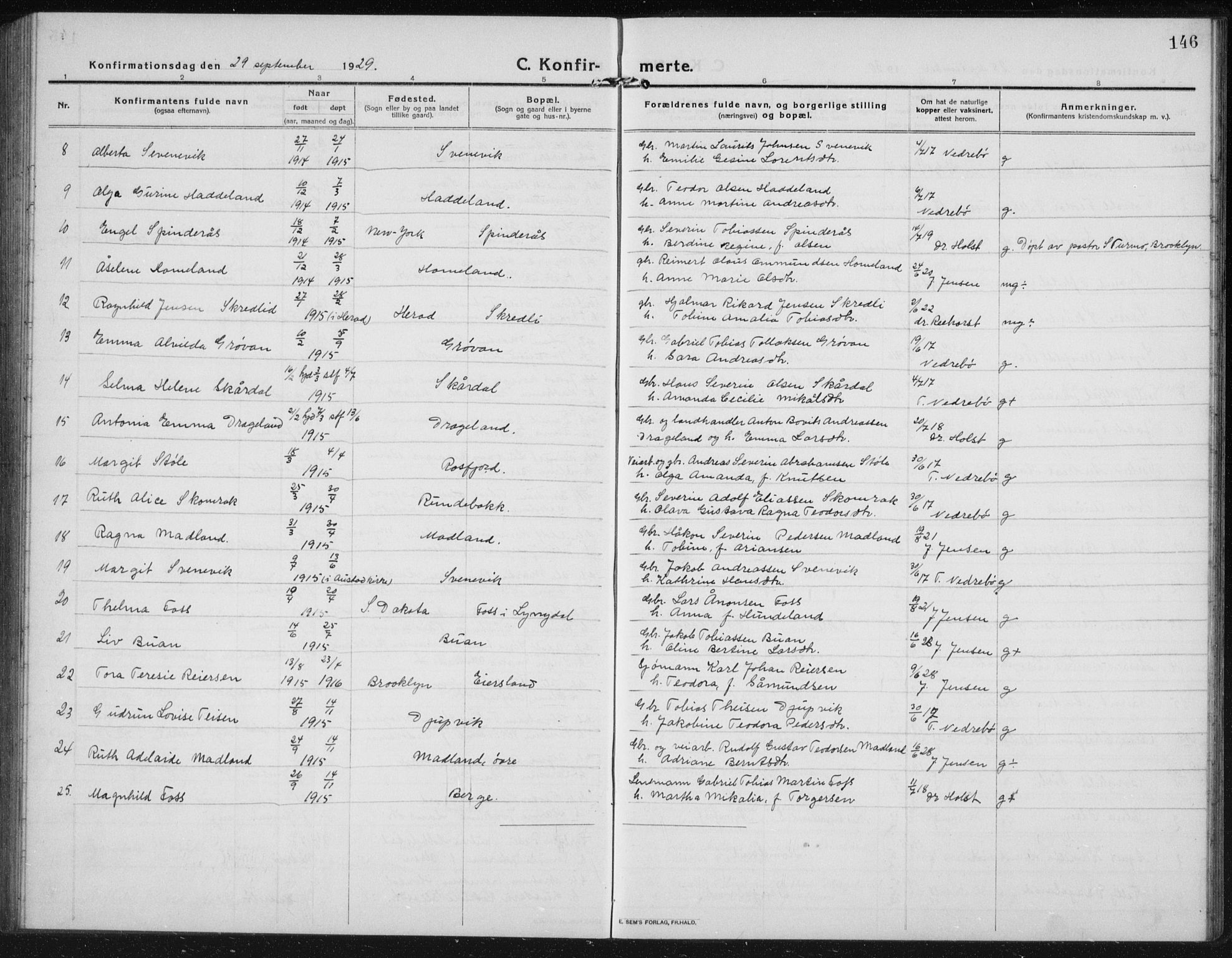 Lyngdal sokneprestkontor, AV/SAK-1111-0029/F/Fb/Fbc/L0006: Parish register (copy) no. B 6, 1914-1934, p. 146