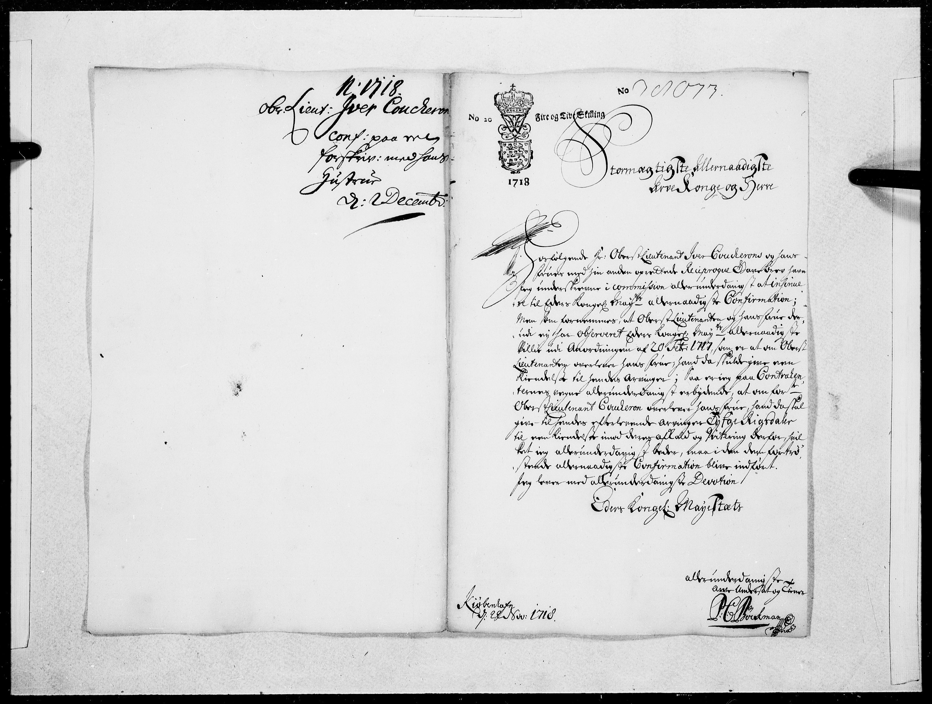 Danske Kanselli 1572-1799, RA/EA-3023/F/Fc/Fcc/Fcca/L0083: Norske innlegg 1572-1799, 1718, p. 188