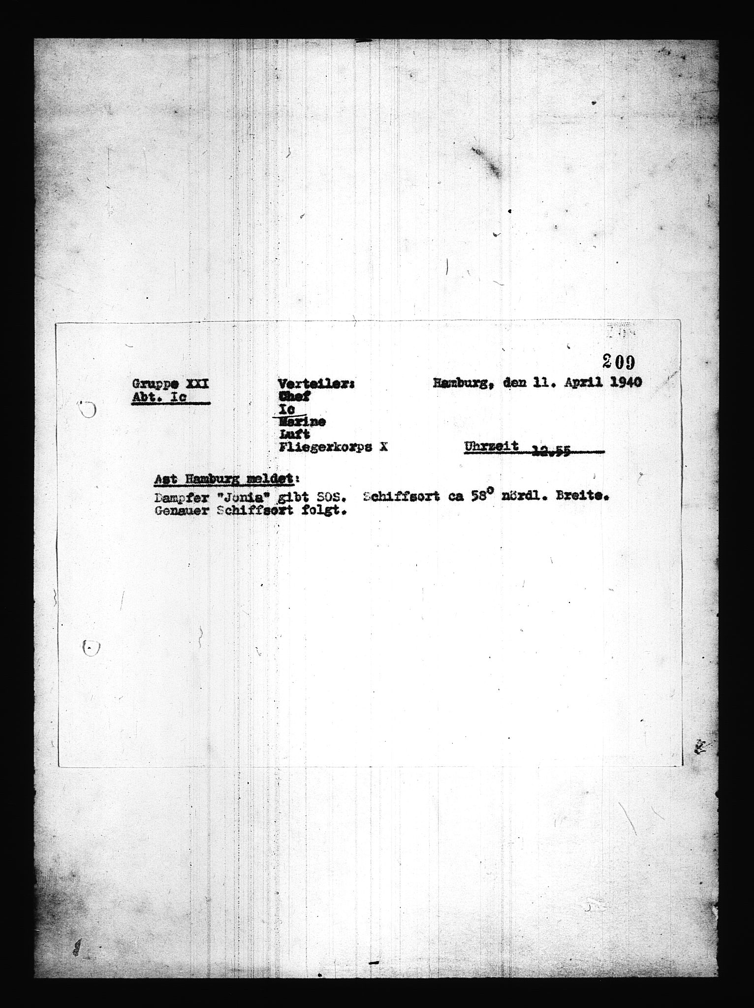 Documents Section, AV/RA-RAFA-2200/V/L0085: Amerikansk mikrofilm "Captured German Documents".
Box No. 724.  FKA jnr. 615/1954., 1940-1941, p. 45