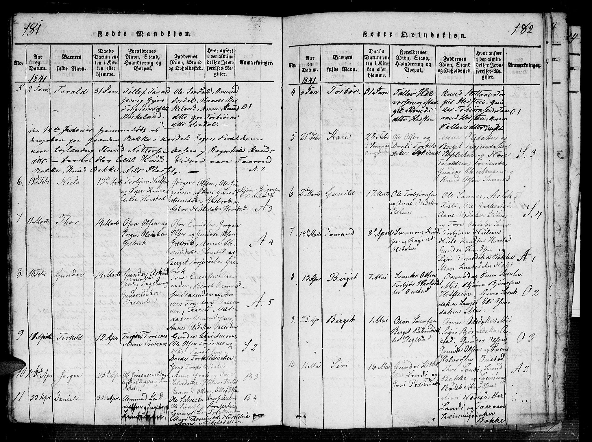 Bygland sokneprestkontor, AV/SAK-1111-0006/F/Fa/Fab/L0003: Parish register (official) no. A 3, 1816-1841, p. 181-182