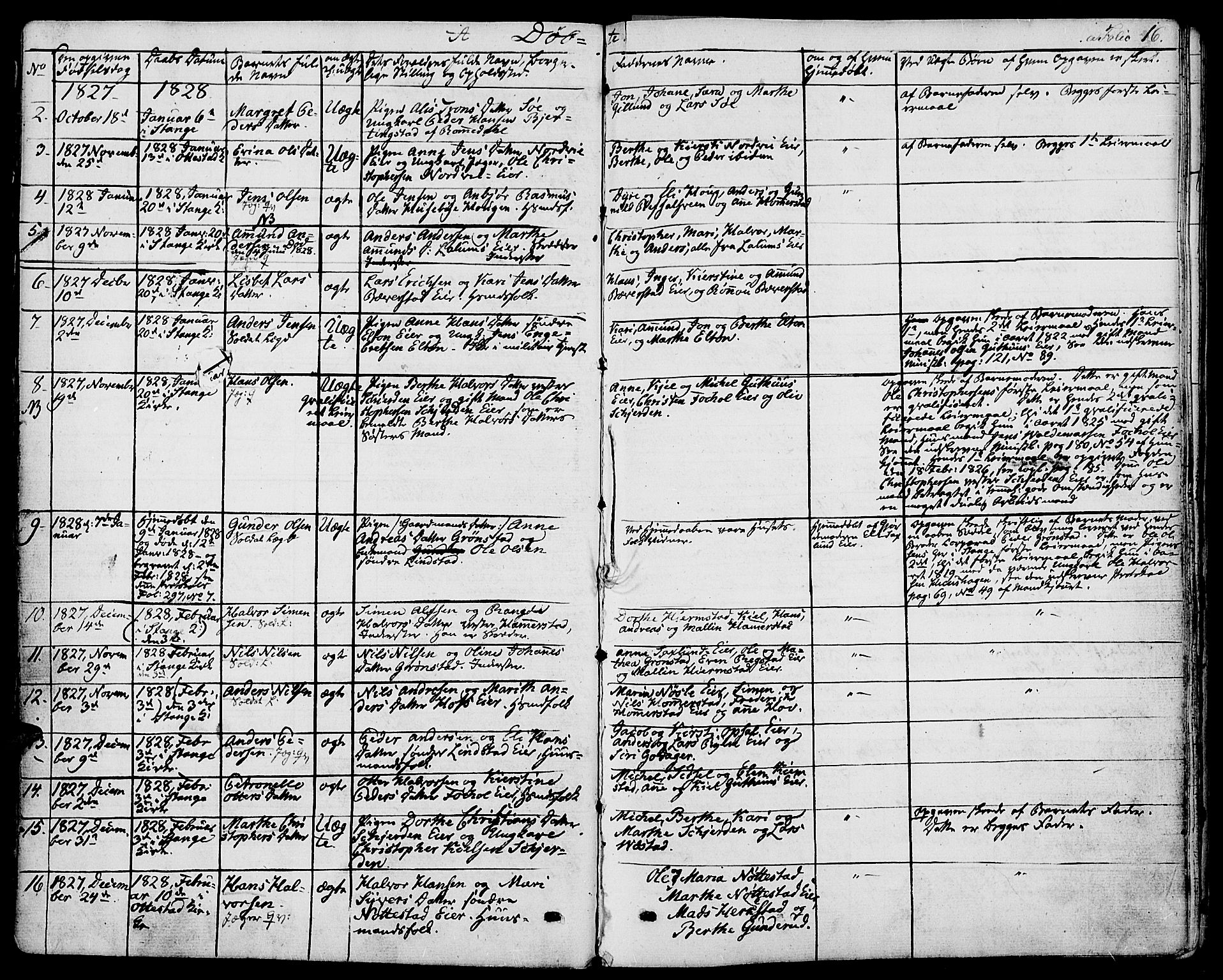 Stange prestekontor, AV/SAH-PREST-002/K/L0009: Parish register (official) no. 9, 1826-1835, p. 16