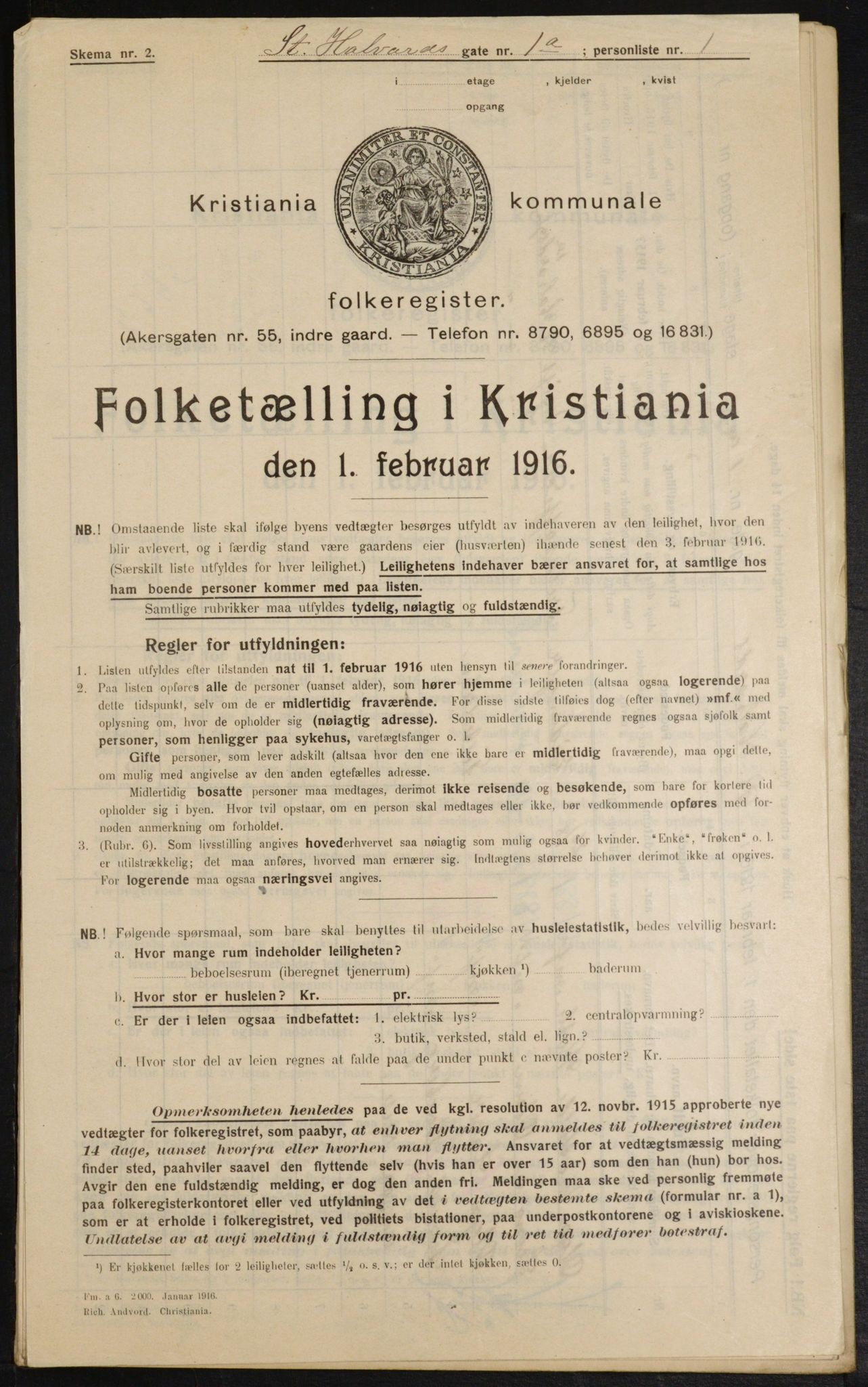 OBA, Municipal Census 1916 for Kristiania, 1916, p. 89606