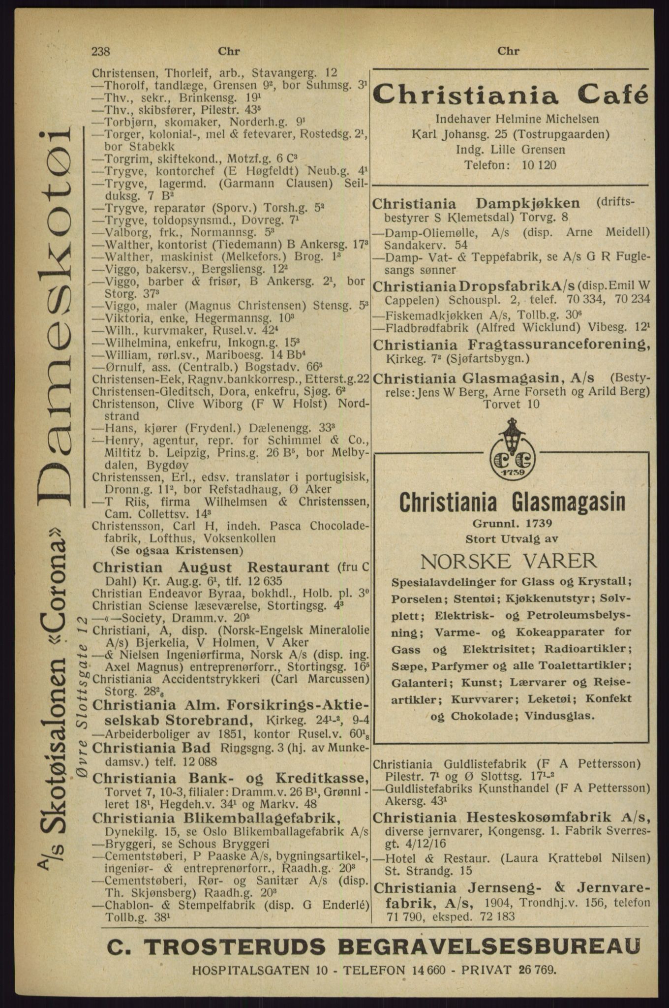 Kristiania/Oslo adressebok, PUBL/-, 1927, p. 238