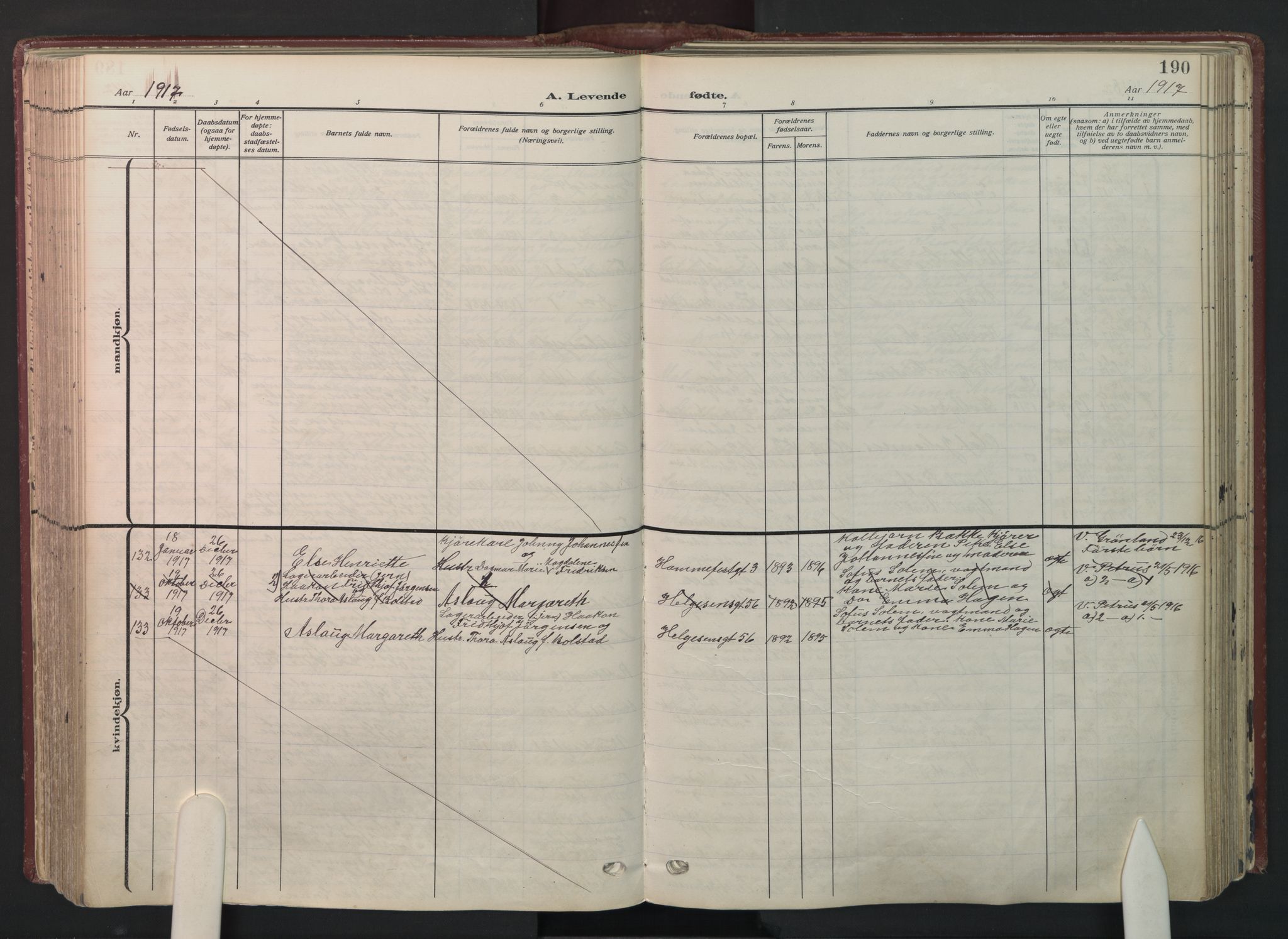 Petrus prestekontor Kirkebøker, AV/SAO-A-10872/F/Fa/L0012: Parish register (official) no. 12, 1909-1936, p. 190