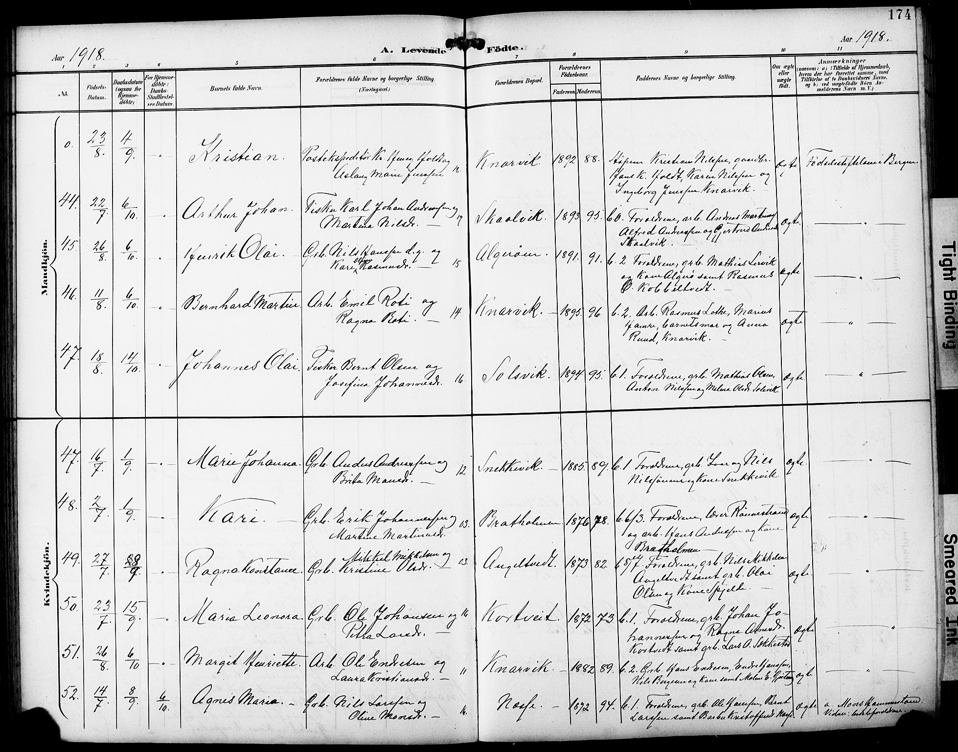 Fjell sokneprestembete, SAB/A-75301/H/Hab: Parish register (copy) no. A 5, 1899-1918, p. 174