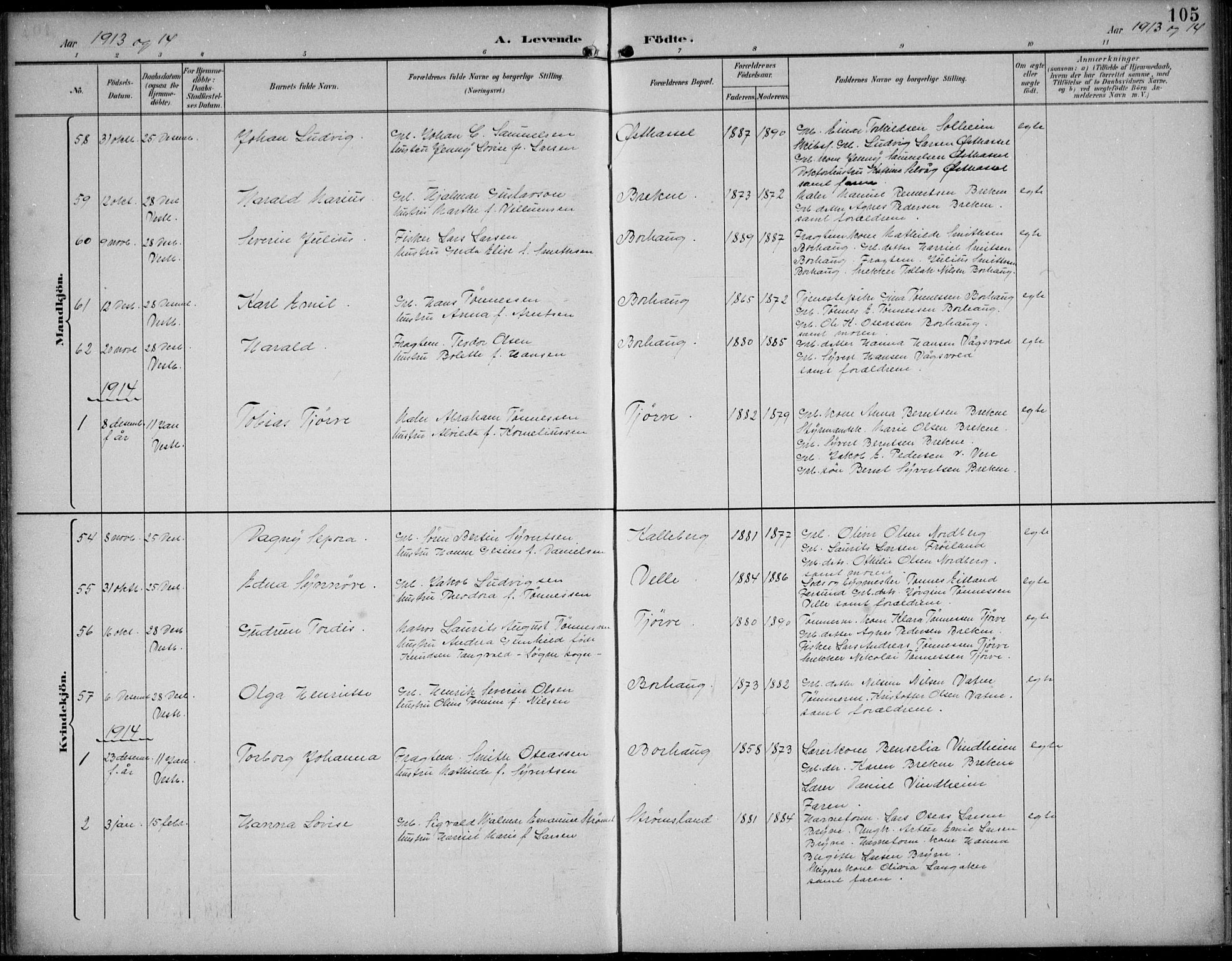 Lista sokneprestkontor, AV/SAK-1111-0027/F/Fb/L0005: Parish register (copy) no. B 5, 1892-1923, p. 105