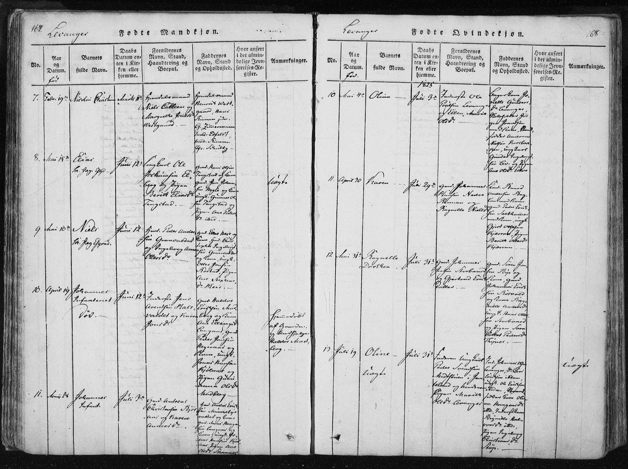 Ministerialprotokoller, klokkerbøker og fødselsregistre - Nord-Trøndelag, AV/SAT-A-1458/717/L0148: Parish register (official) no. 717A04 /2, 1816-1825, p. 167-168