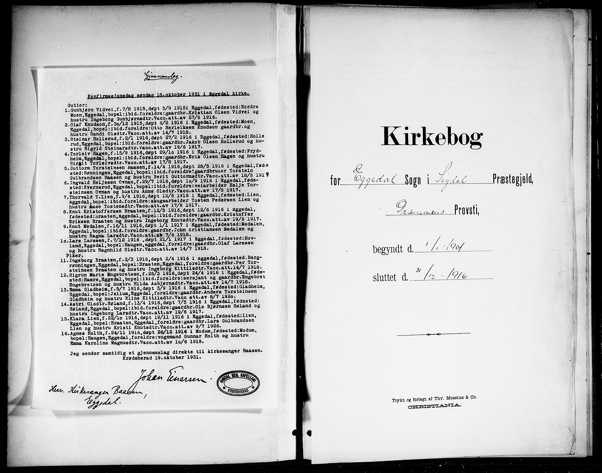 Sigdal kirkebøker, SAKO/A-245/G/Gb/L0003: Parish register (copy) no. II 3, 1901-1916