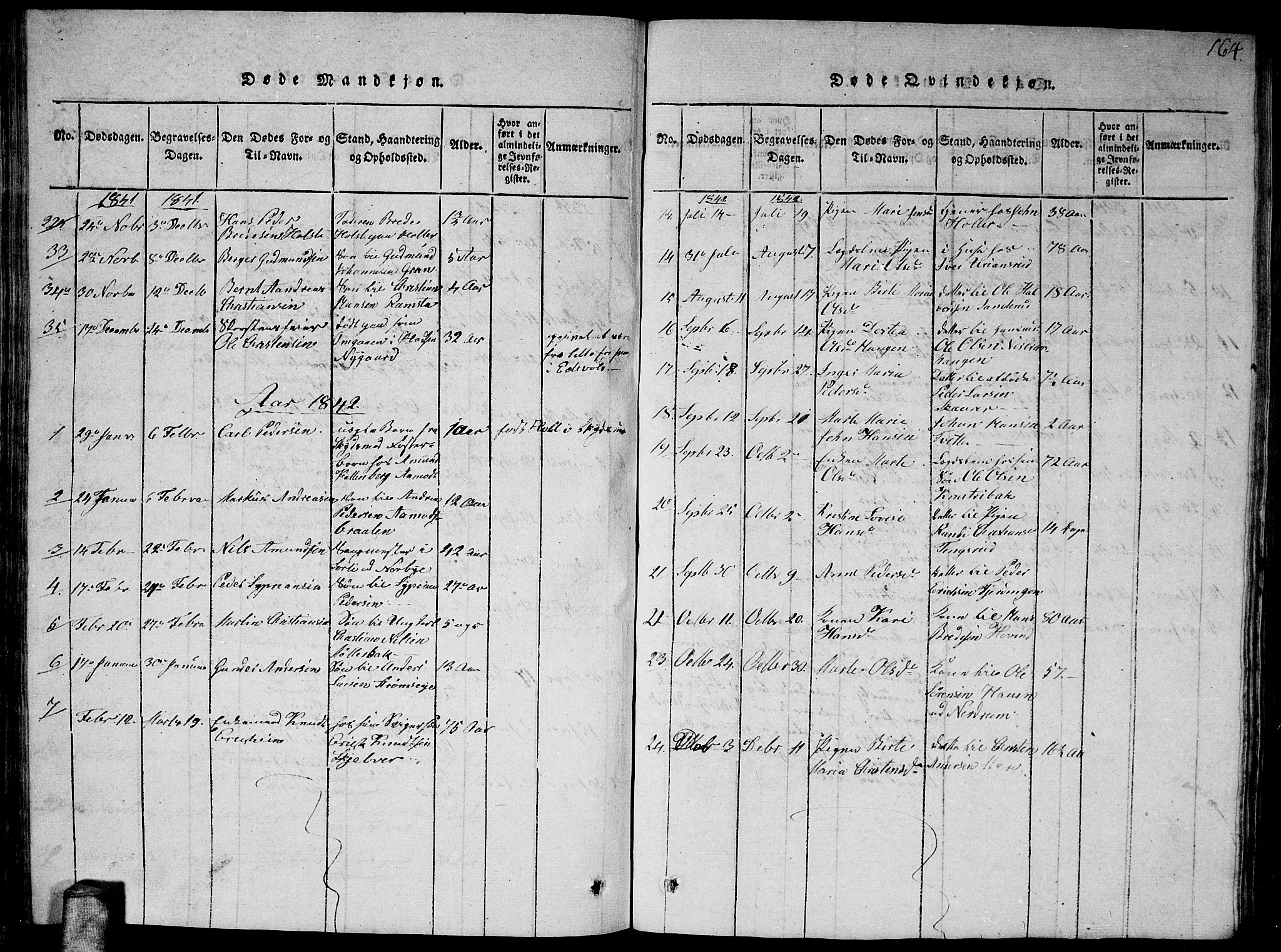 Fet prestekontor Kirkebøker, AV/SAO-A-10370a/G/Ga/L0001: Parish register (copy) no. I 1, 1815-1842, p. 164