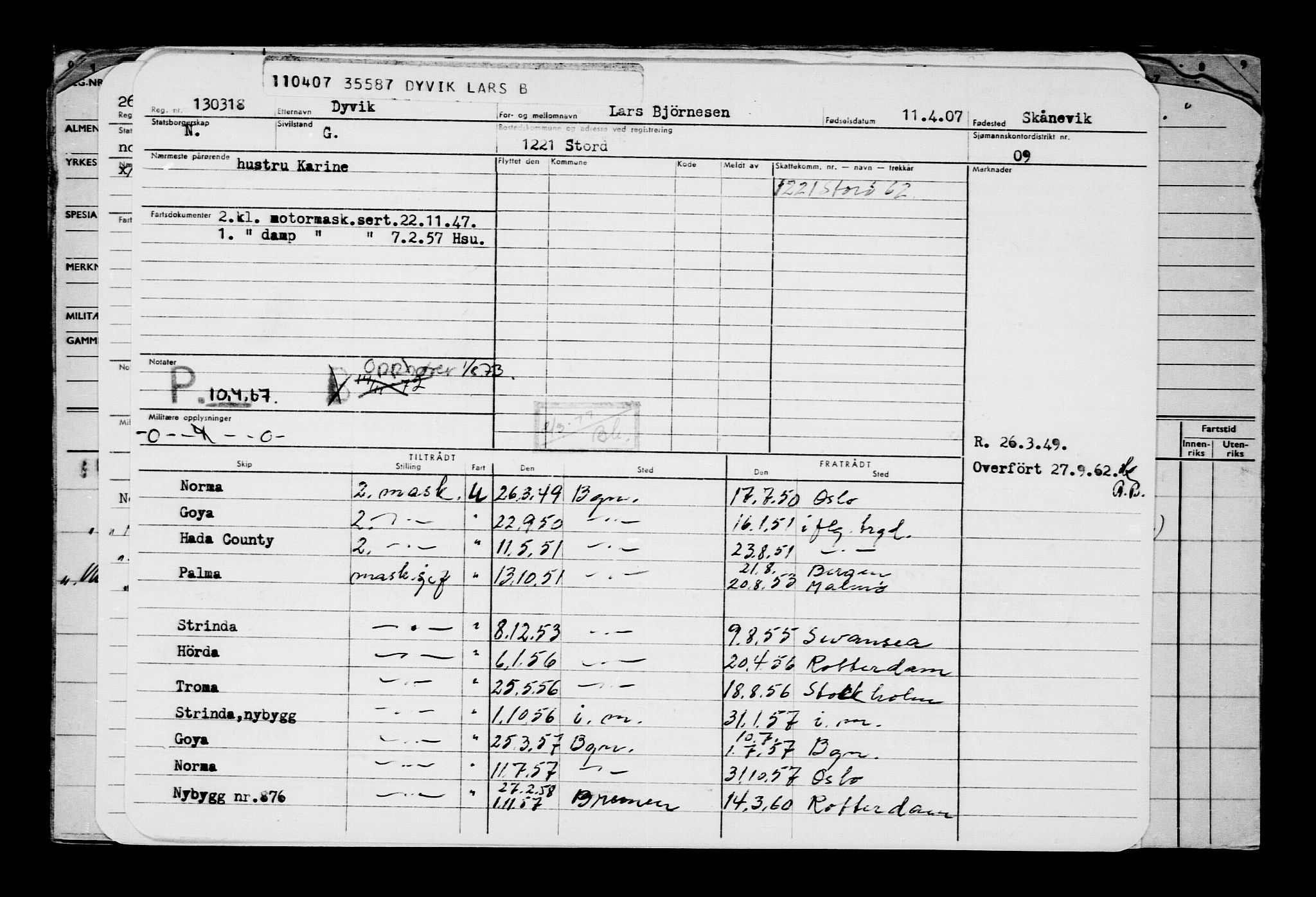 Direktoratet for sjømenn, RA/S-3545/G/Gb/L0070: Hovedkort, 1907, p. 491