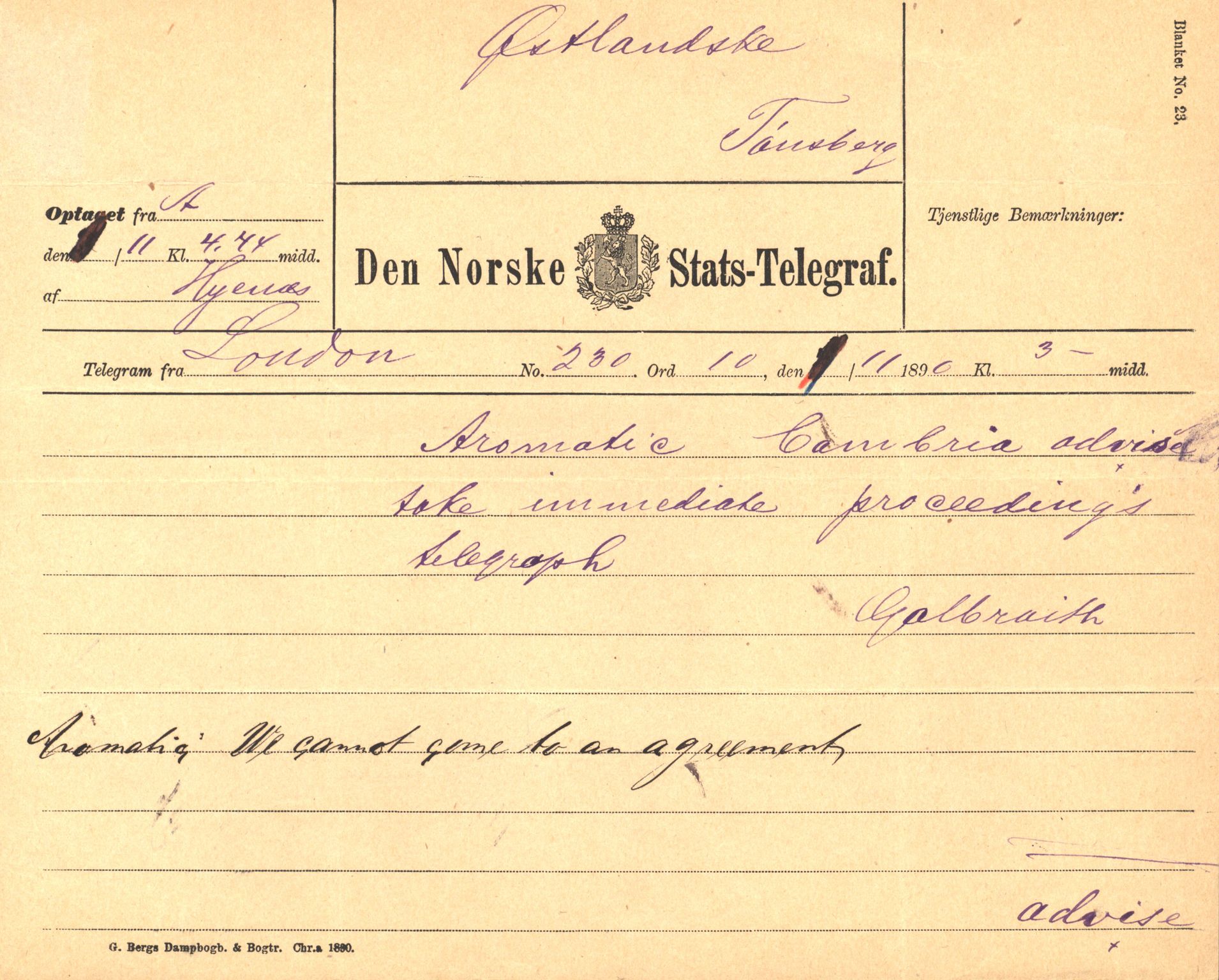 Pa 63 - Østlandske skibsassuranceforening, VEMU/A-1079/G/Ga/L0025/0004: Havaridokumenter / Imanuel, Hefhi, Guldregn, Haabet, Harald, Windsor, 1890, p. 27