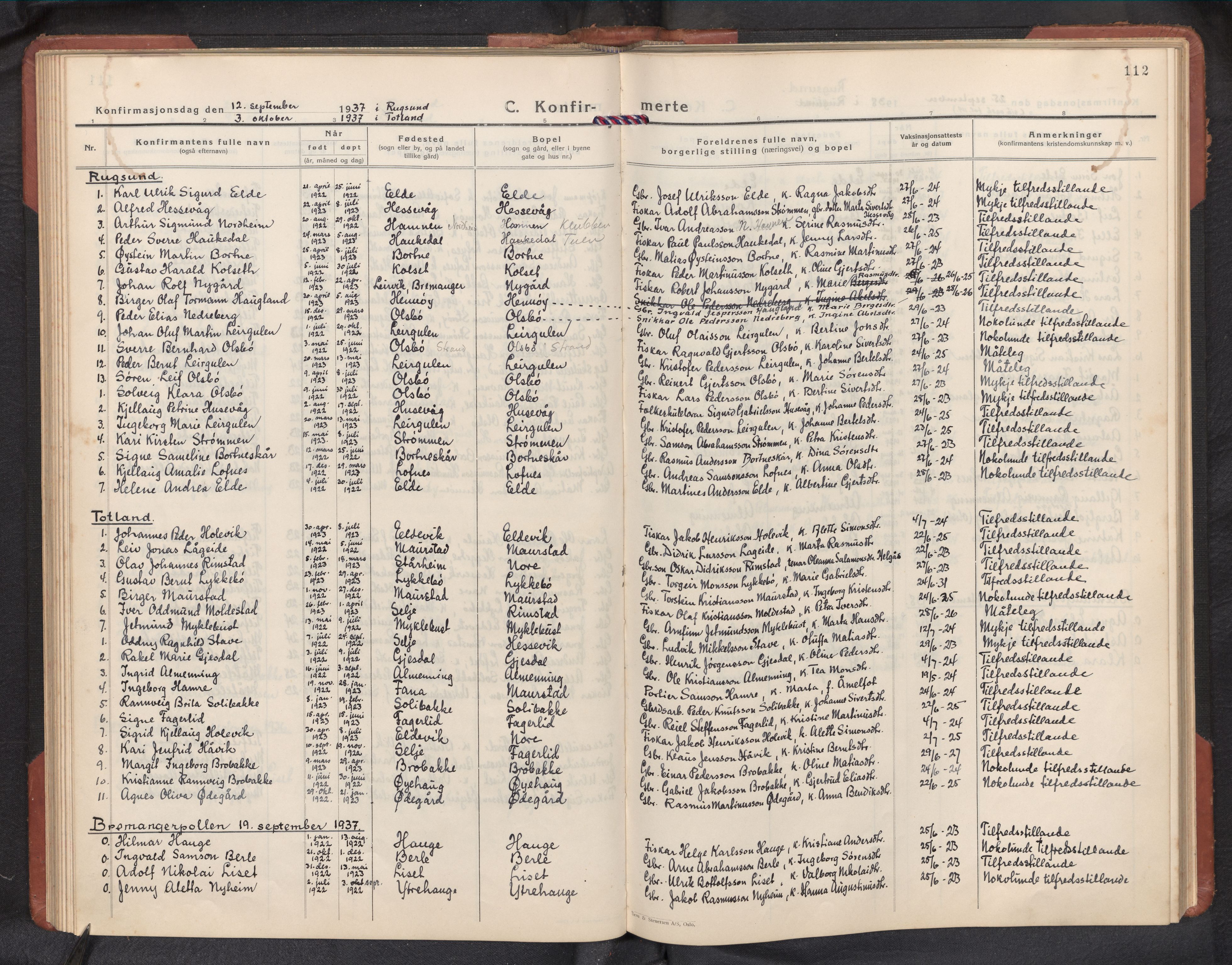 Davik sokneprestembete, AV/SAB-A-79701/H/Hab/Habc/L0004: Parish register (copy) no. C 4, 1930-1952, p. 111b-112a