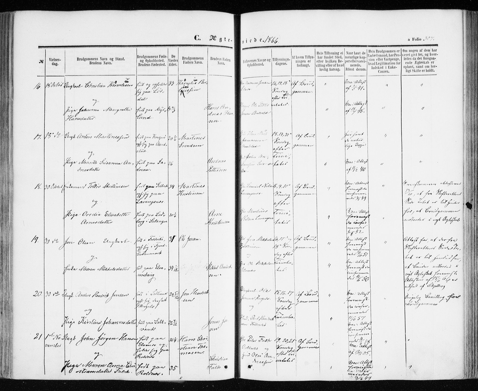 Ibestad sokneprestembete, SATØ/S-0077/H/Ha/Haa/L0009kirke: Parish register (official) no. 9, 1859-1868, p. 307