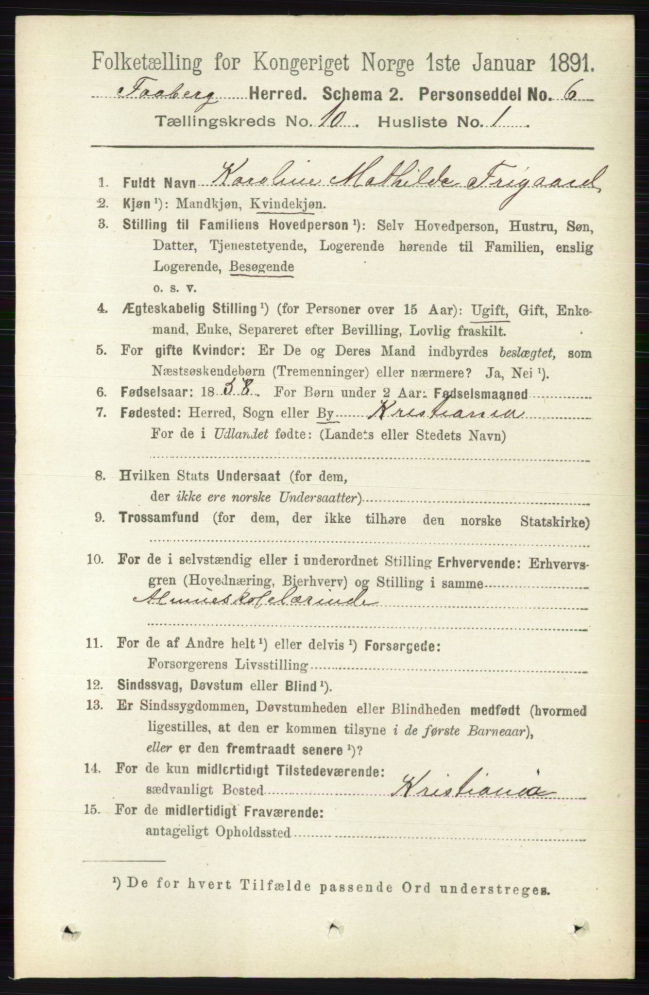 RA, 1891 census for 0524 Fåberg, 1891, p. 4111