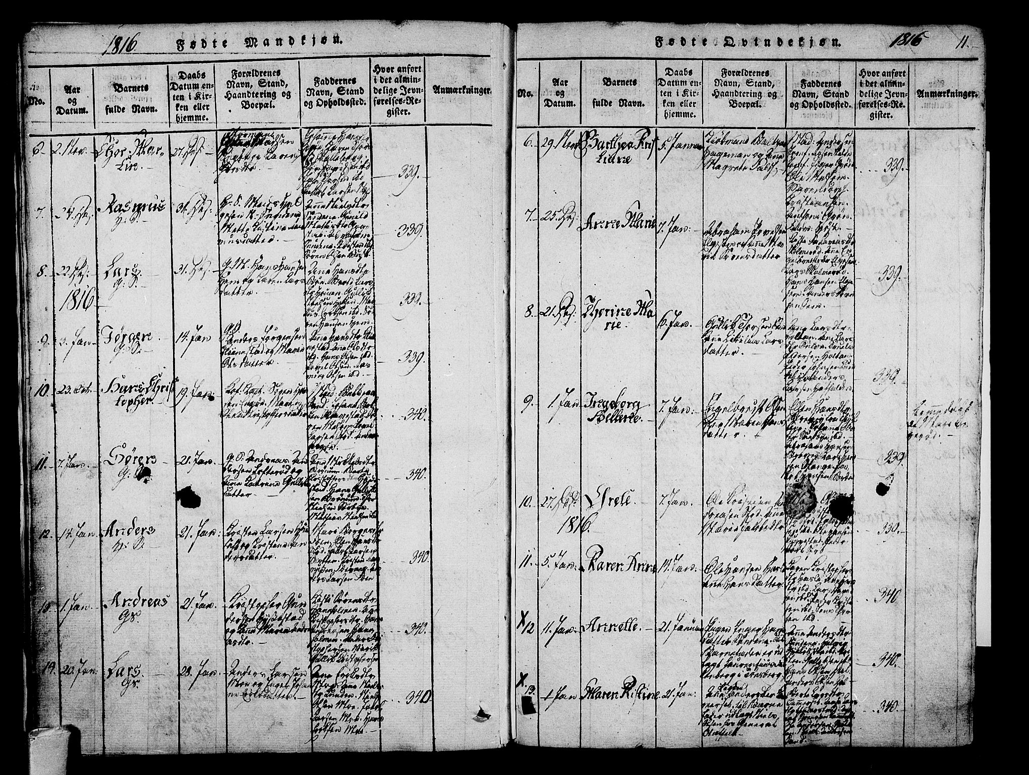 Sandar kirkebøker, AV/SAKO-A-243/F/Fa/L0004: Parish register (official) no. 4, 1814-1832, p. 11