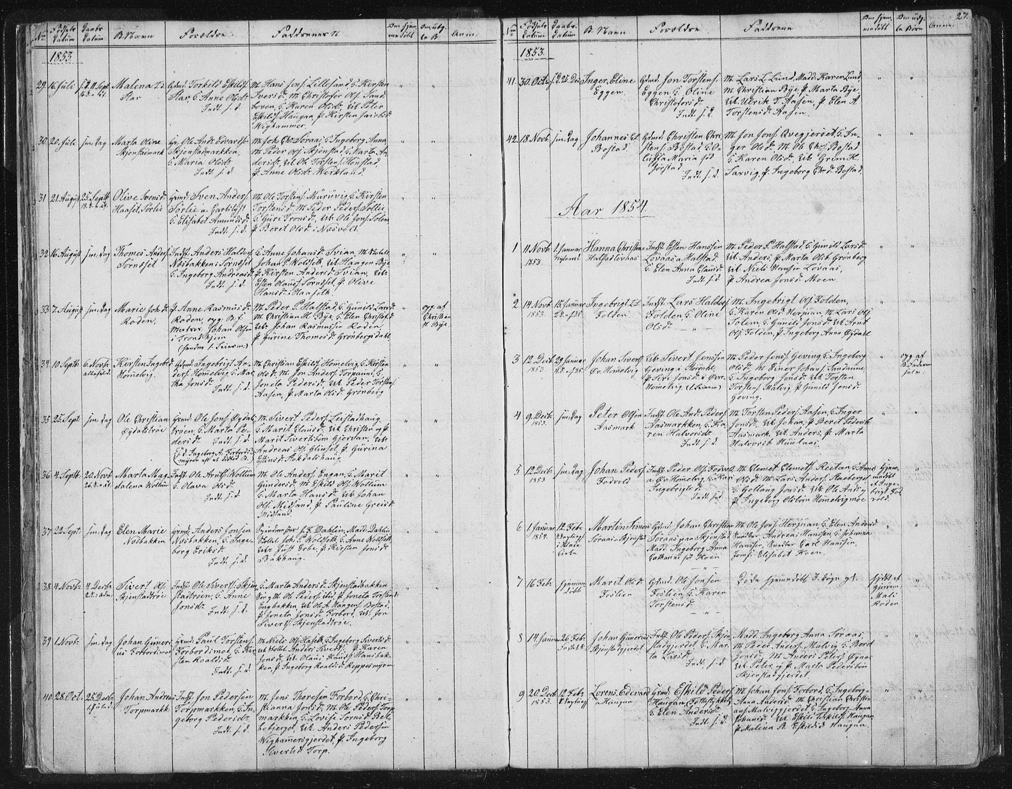 Ministerialprotokoller, klokkerbøker og fødselsregistre - Sør-Trøndelag, SAT/A-1456/616/L0406: Parish register (official) no. 616A03, 1843-1879, p. 27