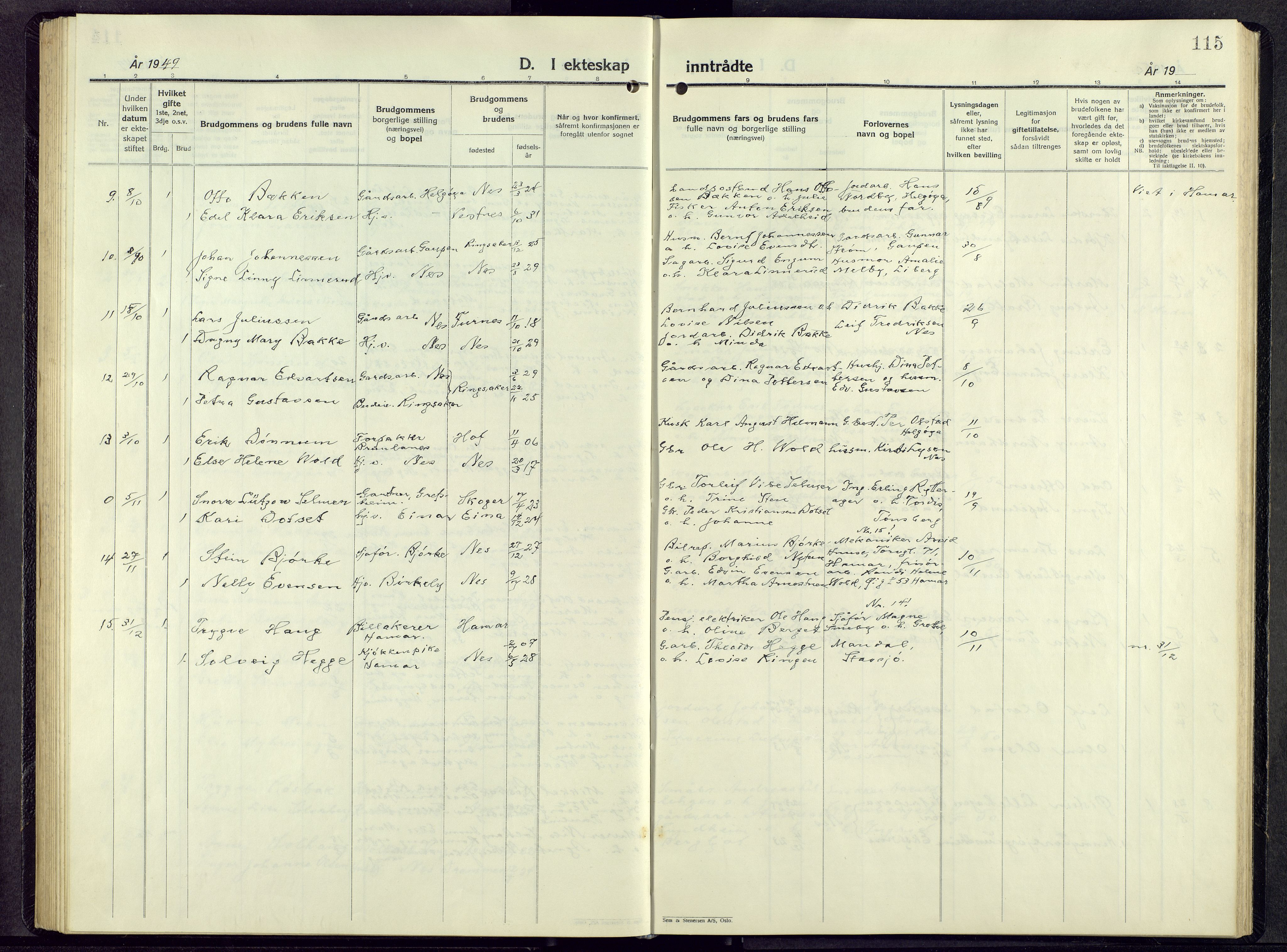 Nes prestekontor, Hedmark, AV/SAH-PREST-020/L/La/L0014: Parish register (copy) no. 14, 1948-1967, p. 115