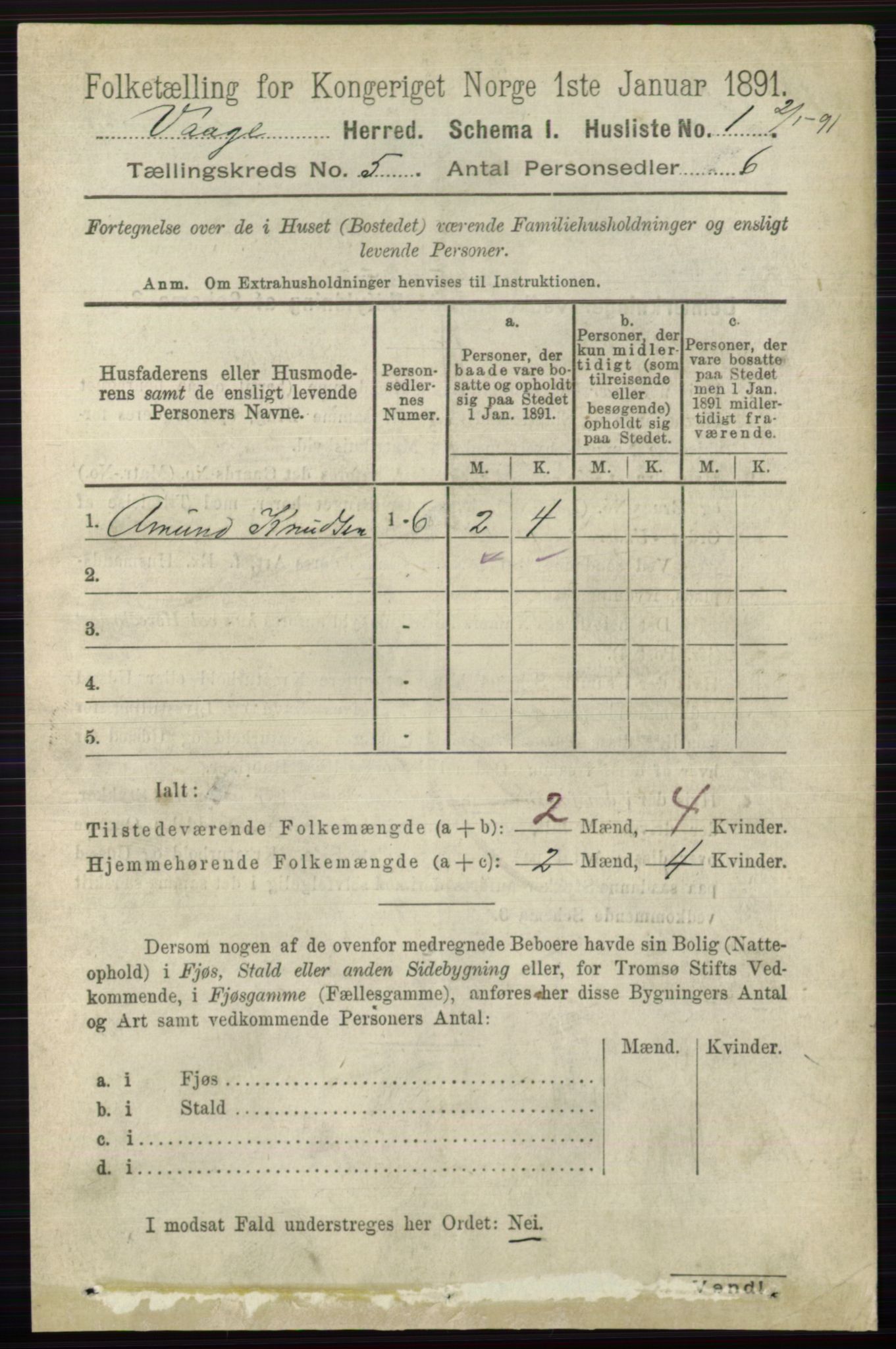 RA, 1891 census for 0515 Vågå, 1891, p. 3261