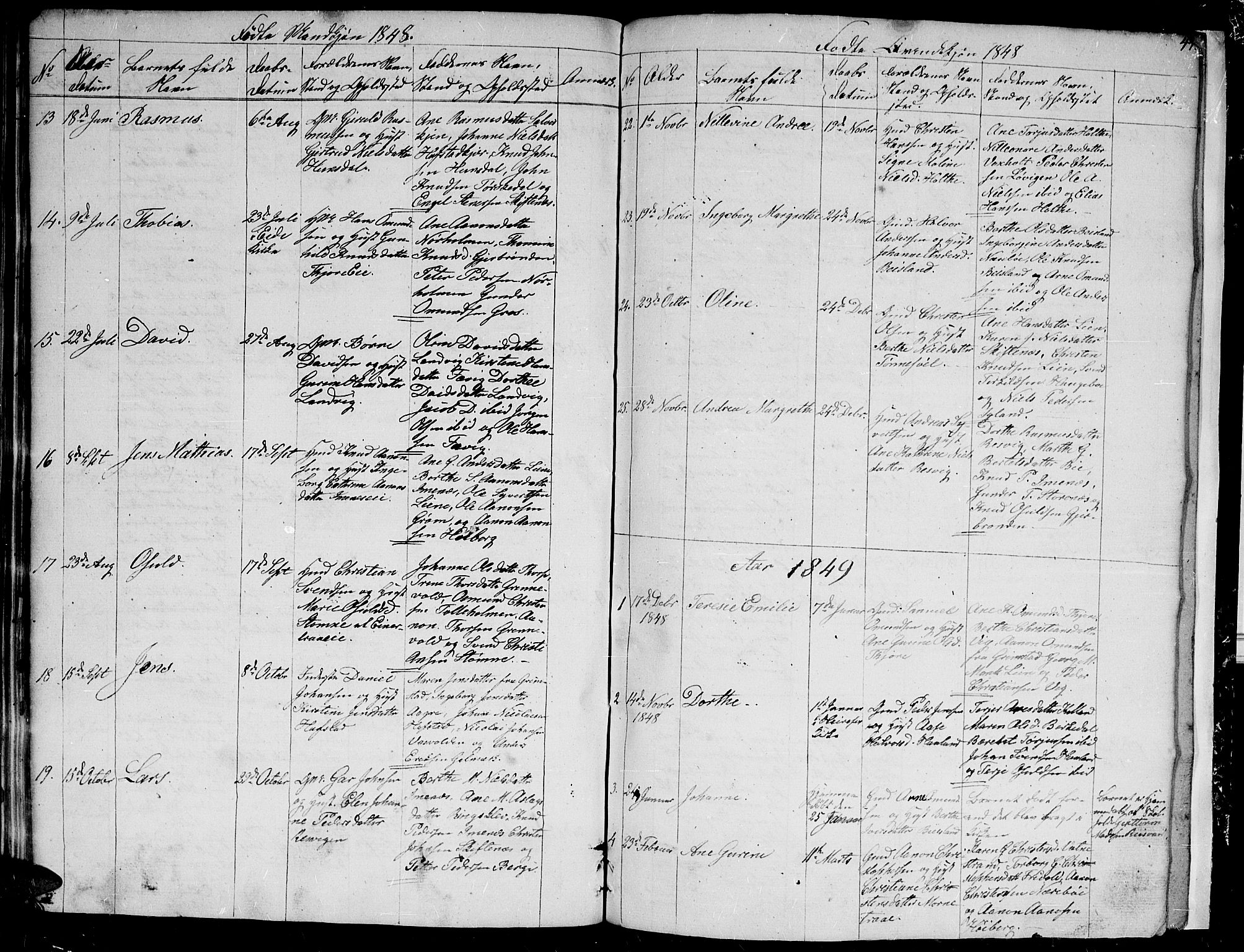 Hommedal sokneprestkontor, AV/SAK-1111-0023/F/Fb/Fbb/L0004: Parish register (copy) no. B 4, 1836-1849, p. 44