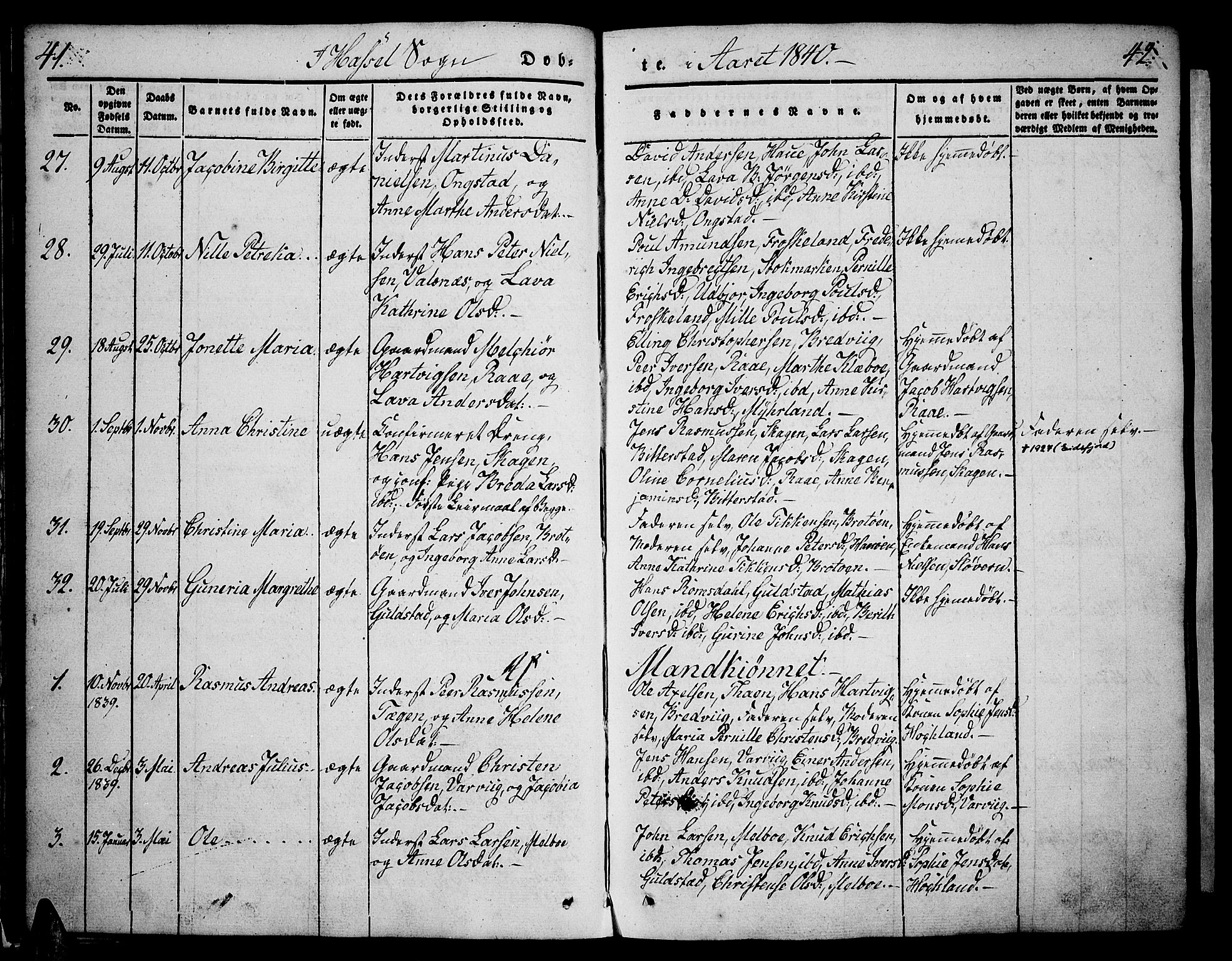 Ministerialprotokoller, klokkerbøker og fødselsregistre - Nordland, SAT/A-1459/888/L1239: Parish register (official) no. 888A06 /1, 1837-1849, p. 41-42