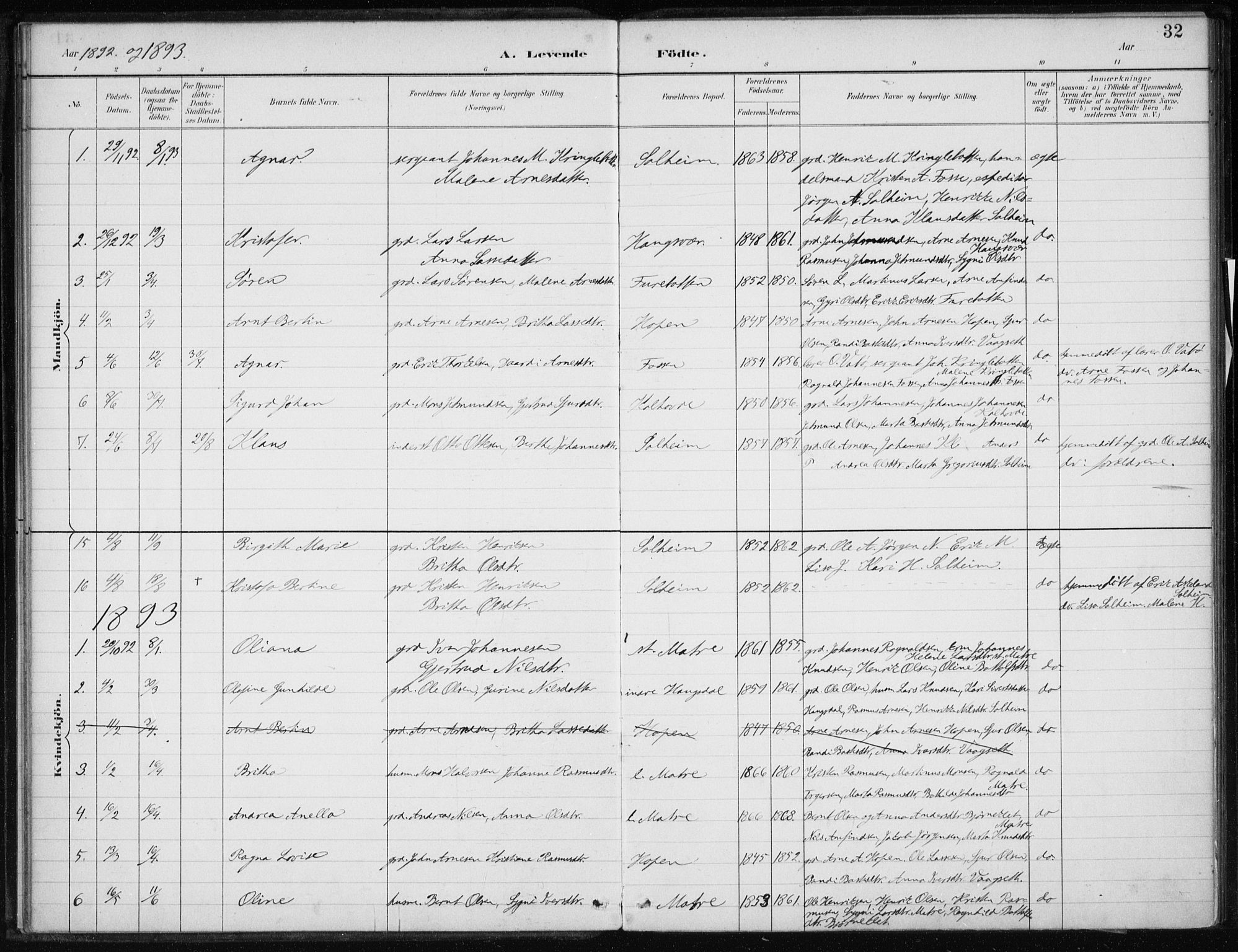 Masfjorden Sokneprestembete, AV/SAB-A-77001: Parish register (official) no. C  1, 1882-1896, p. 32