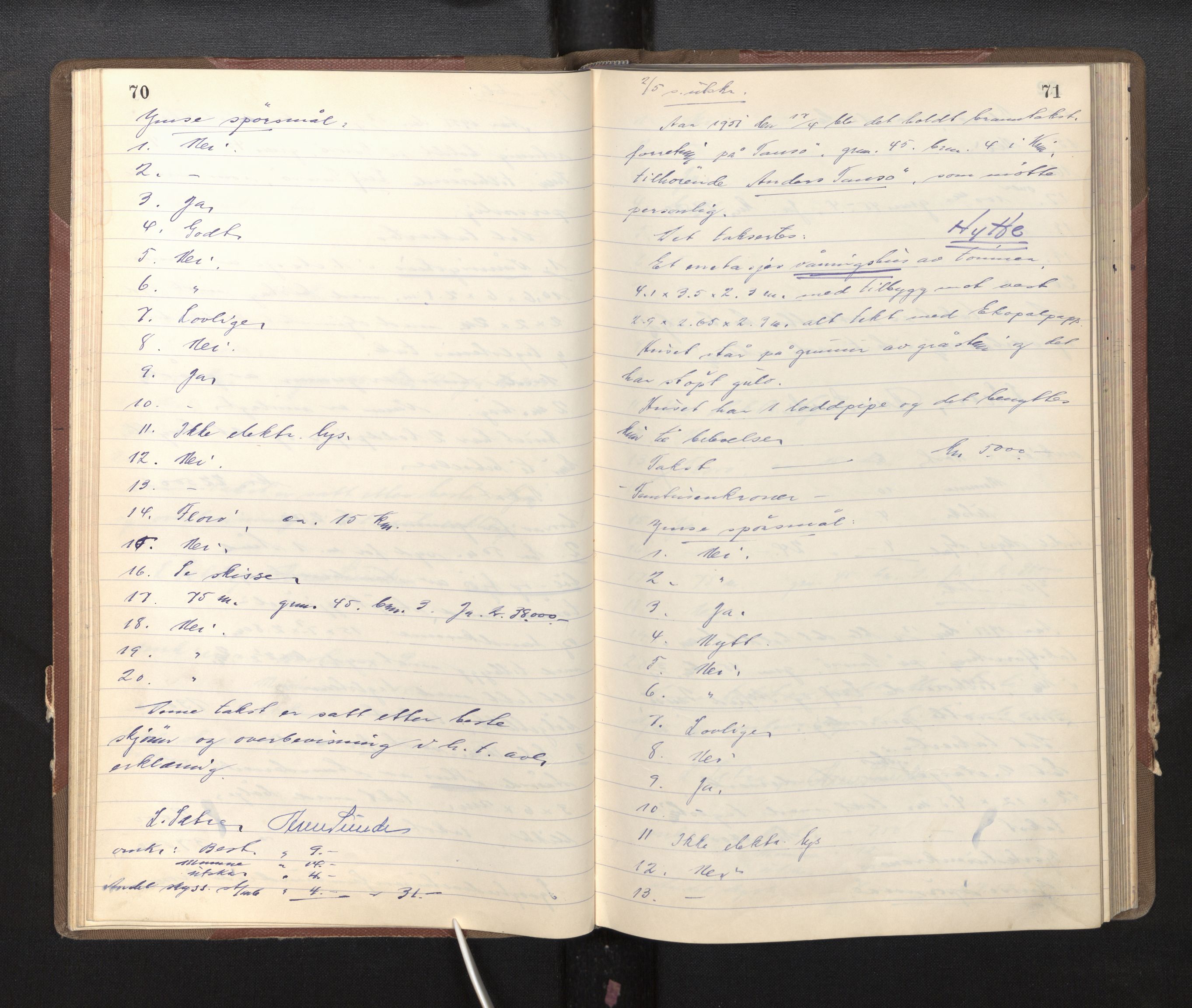 Lensmannen i Kinn, AV/SAB-A-28801/0012/L0004c: Branntakstprotokoll, 1950-1953, p. 70-71