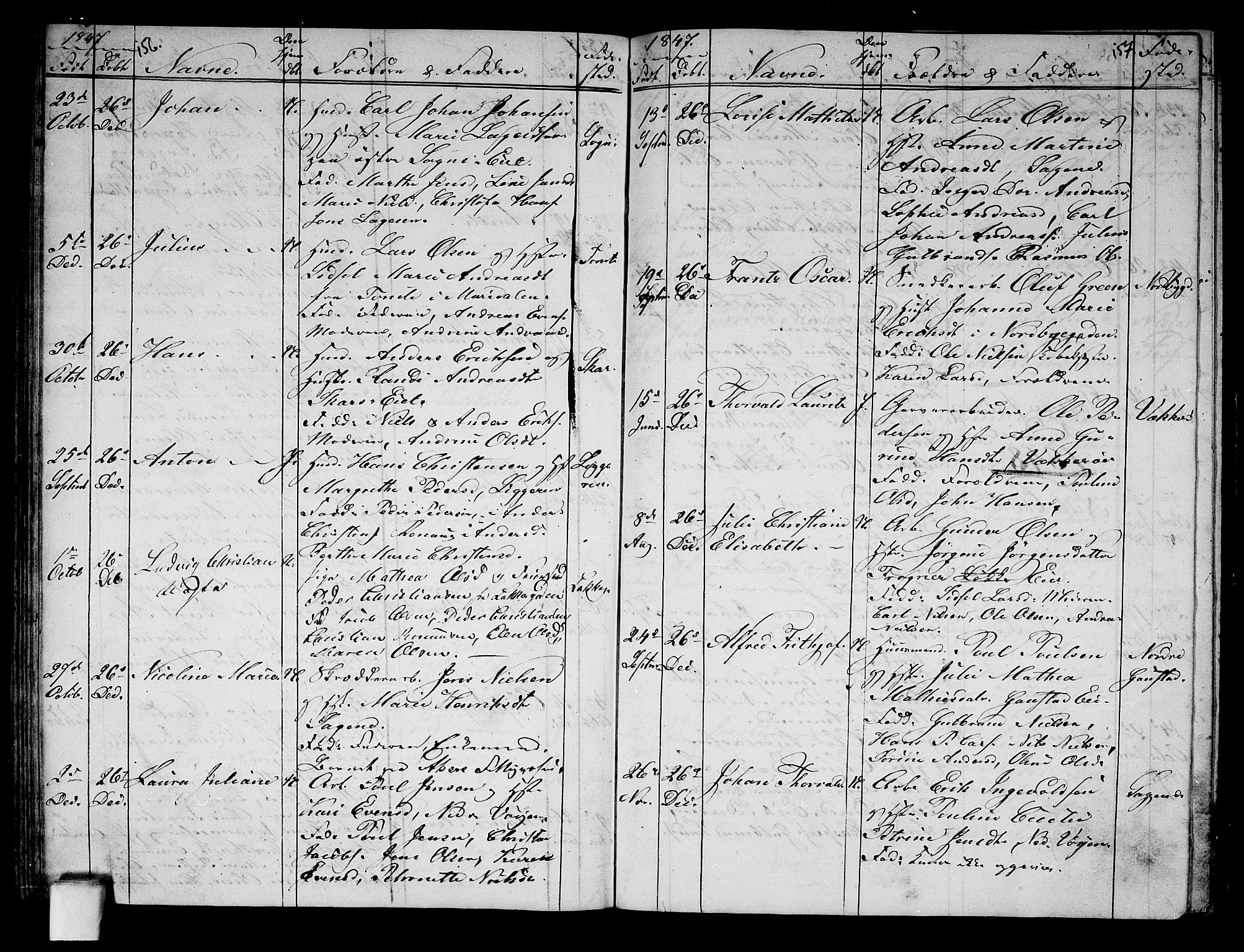 Aker prestekontor kirkebøker, SAO/A-10861/G/L0008: Parish register (copy) no. 8, 1845-1848, p. 156-157
