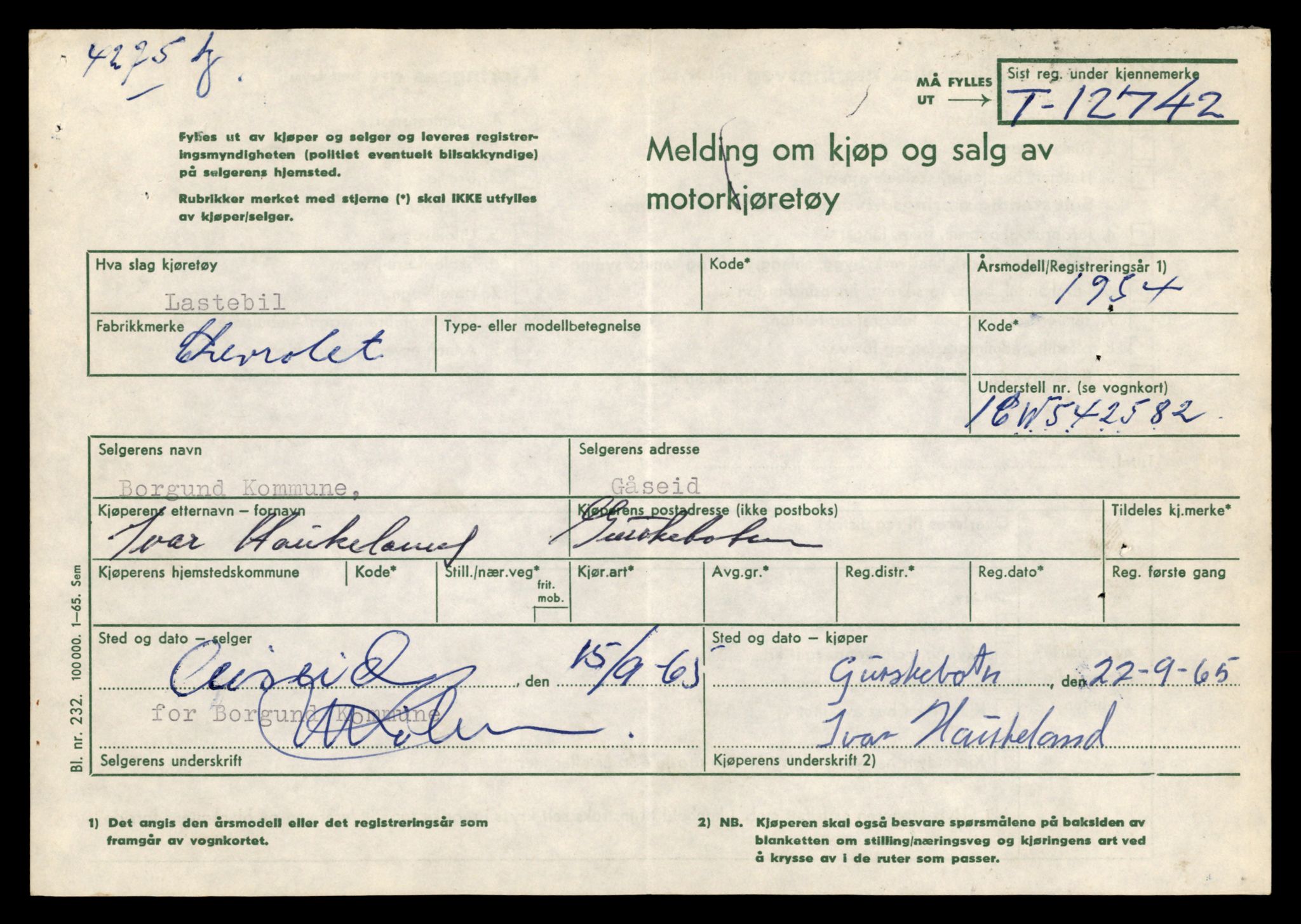 Møre og Romsdal vegkontor - Ålesund trafikkstasjon, AV/SAT-A-4099/F/Fe/L0035: Registreringskort for kjøretøy T 12653 - T 12829, 1927-1998, p. 1722