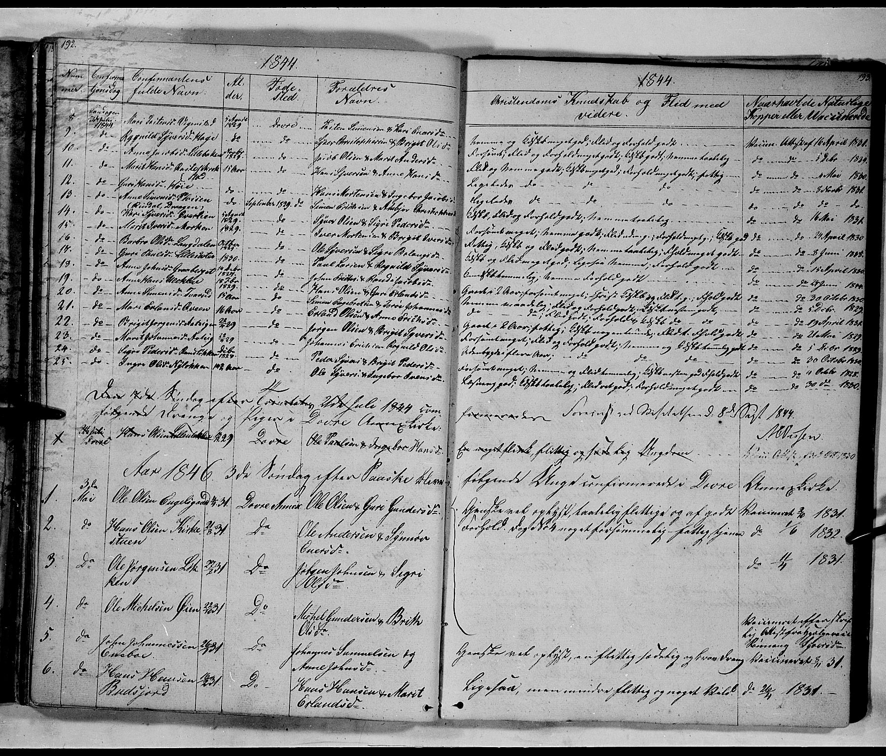 Lesja prestekontor, SAH/PREST-068/H/Ha/Hab/L0003: Parish register (copy) no. 3, 1842-1862, p. 192-193