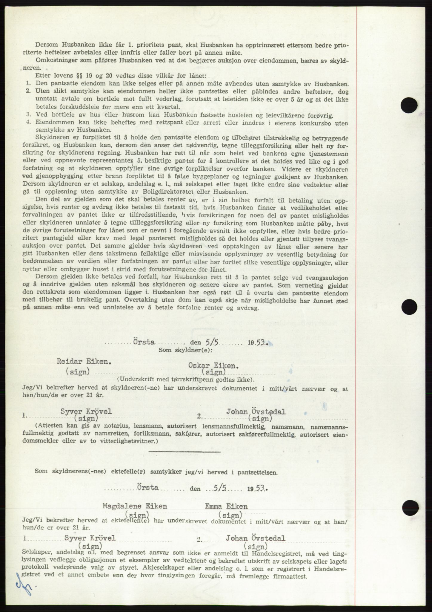 Søre Sunnmøre sorenskriveri, SAT/A-4122/1/2/2C/L0123: Mortgage book no. 11B, 1953-1953, Diary no: : 1026/1953