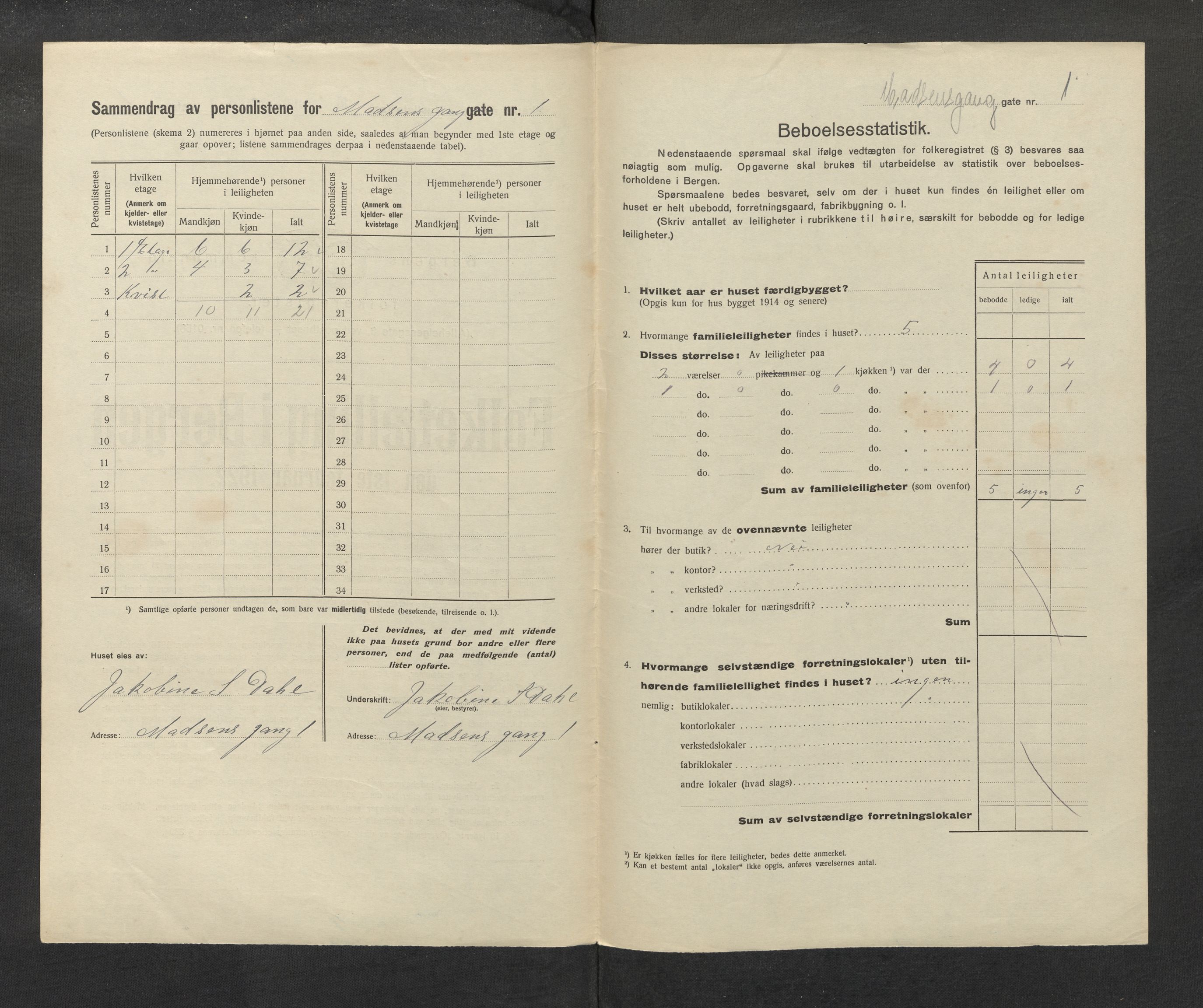 SAB, Municipal Census 1922 for Bergen, 1922, p. 23319