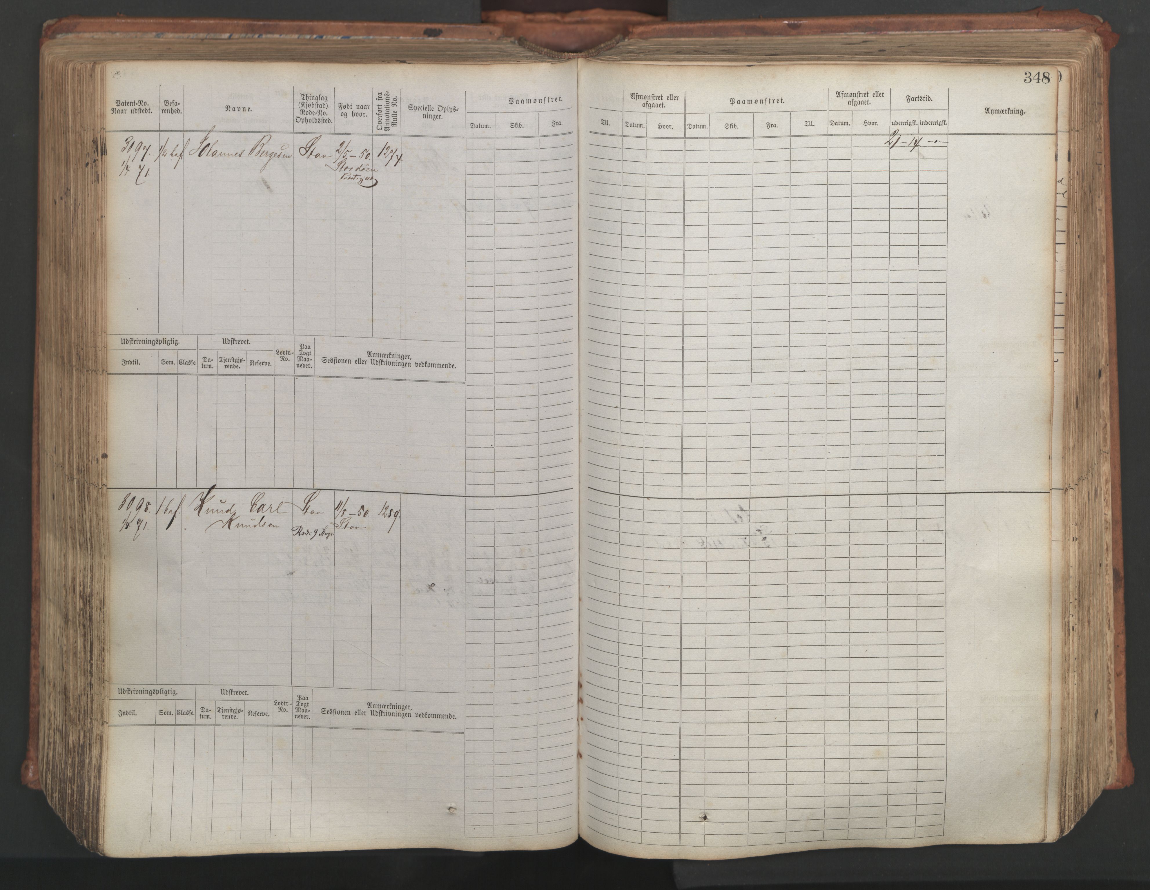 Stavanger sjømannskontor, AV/SAST-A-102006/F/Fb/Fbb/L0007: Sjøfartshovedrulle, patentnr. 2403-3604, 1869-1880, p. 391